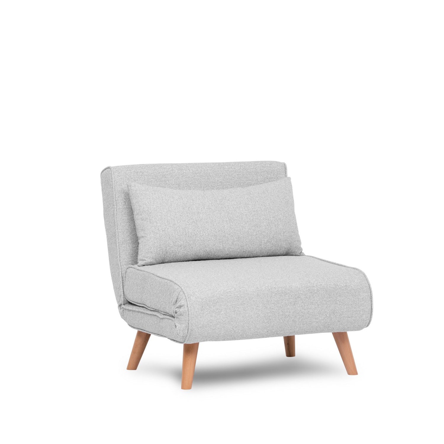 Sofá-cama versátil de 1 lugar, tecido Teddy cinza, 80 x 79 x 80 cm | Estrutura 100% metálica, encosto ajustável de 14 níveis, espuma DNS alta e confortável | Perfeito para espaços pequenos