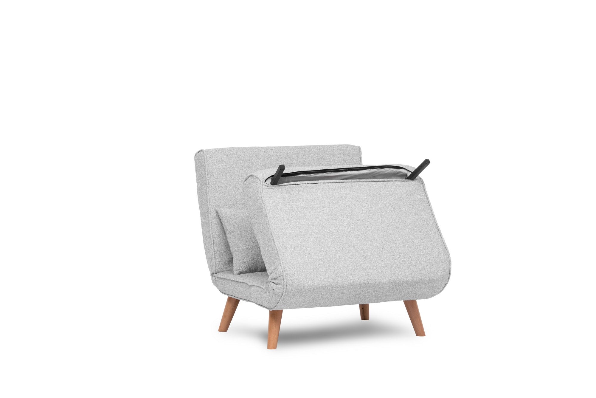 Sofá-cama versátil de 1 lugar, tecido Teddy cinza, 80 x 79 x 80 cm | Estrutura 100% metálica, encosto ajustável de 14 níveis, espuma DNS alta e confortável | Perfeito para espaços pequenos