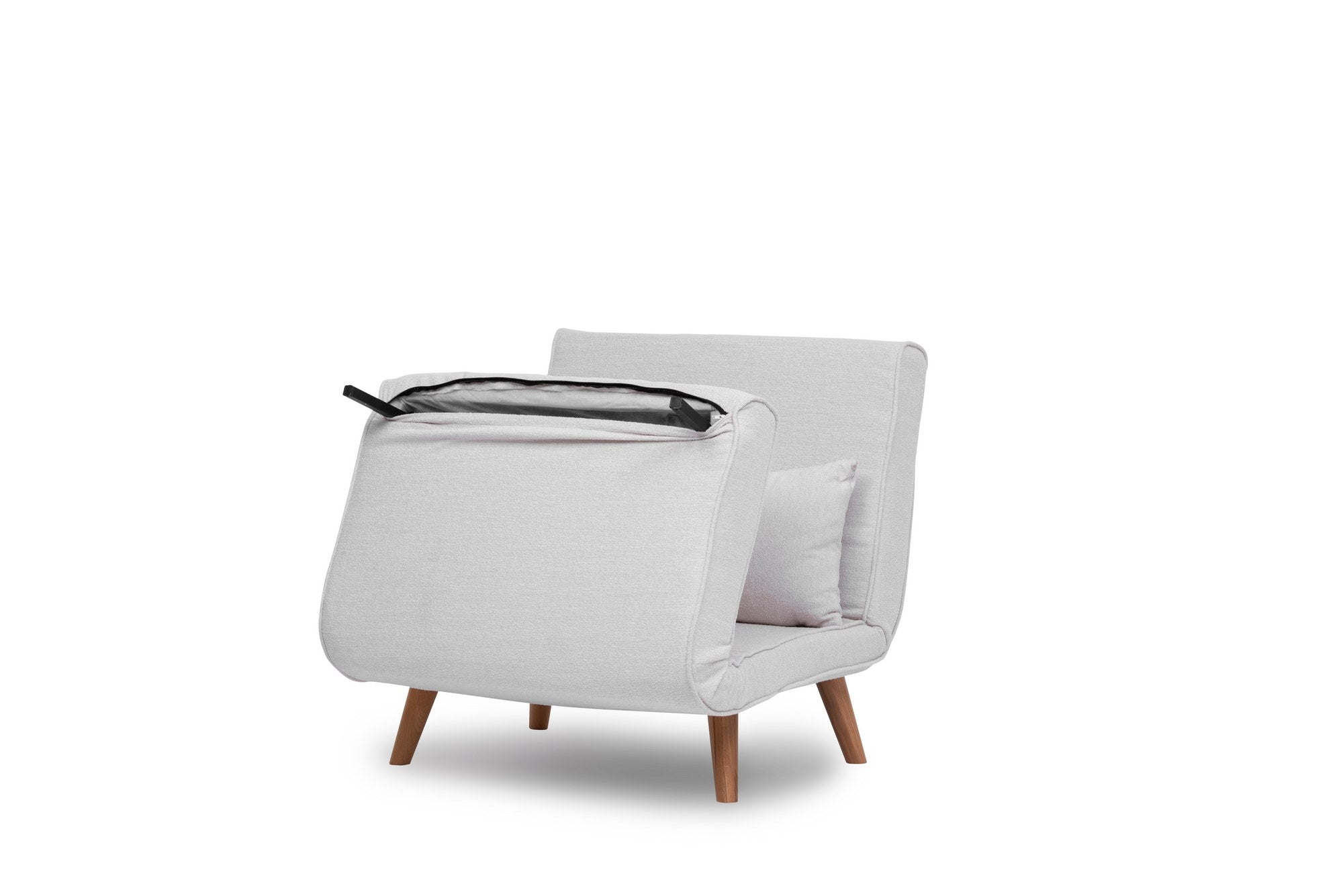 Sofá-cama versátil de 1 lugar, branco, 180 x 80 cm | Estrutura 100% metálica, tecido Teddy, espuma de alta densidade, encosto ajustável de 14 níveis | Perfeito para espaços pequenos