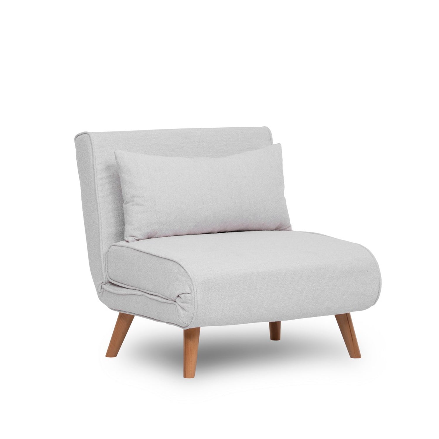 Sofá-cama versátil de 1 lugar, branco, 180 x 80 cm | Estrutura 100% metálica, tecido Teddy, espuma de alta densidade, encosto ajustável de 14 níveis | Perfeito para espaços pequenos