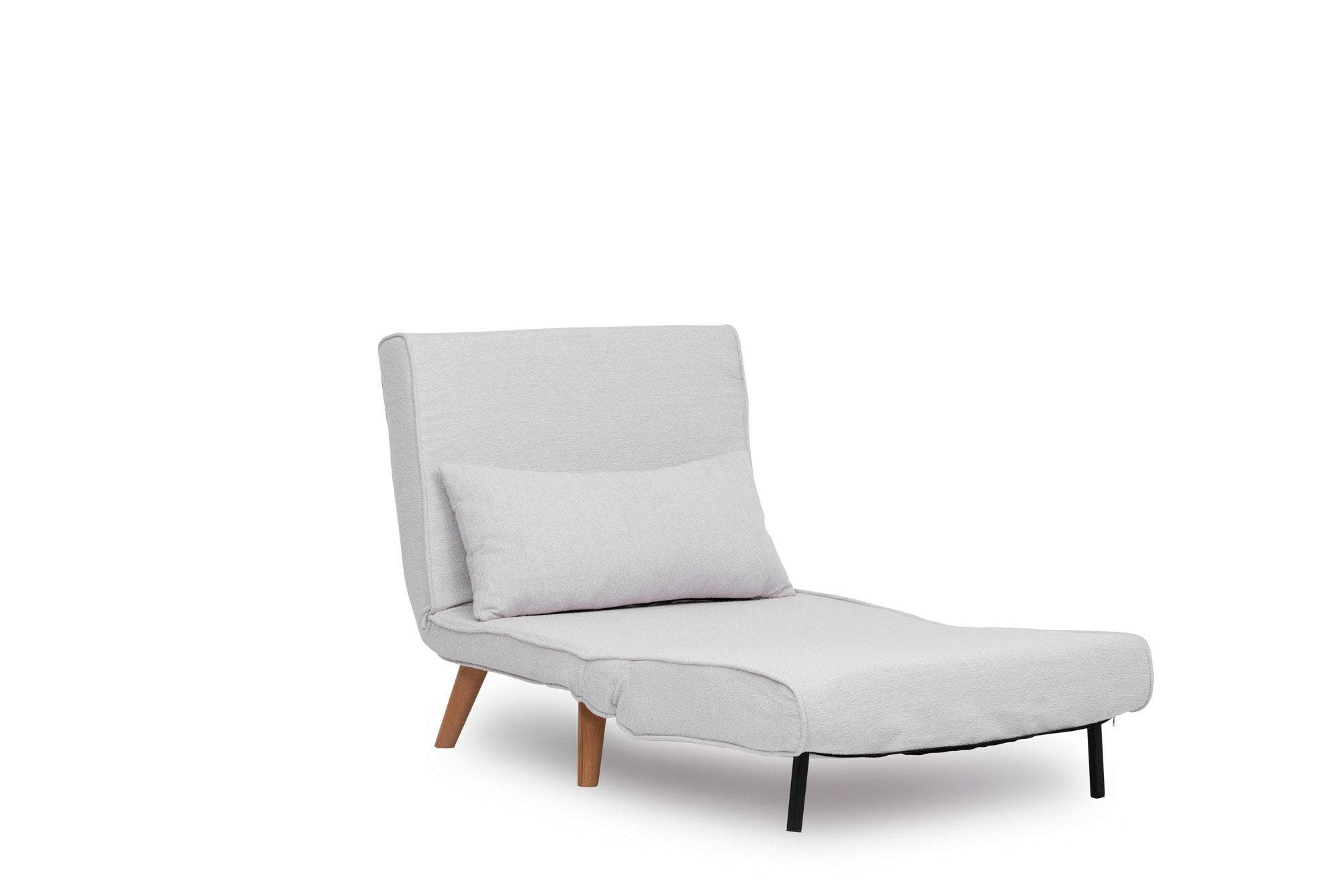 Sofá-cama versátil de 1 lugar, branco, 180 x 80 cm | Estrutura 100% metálica, tecido Teddy, espuma de alta densidade, encosto ajustável de 14 níveis | Perfeito para espaços pequenos
