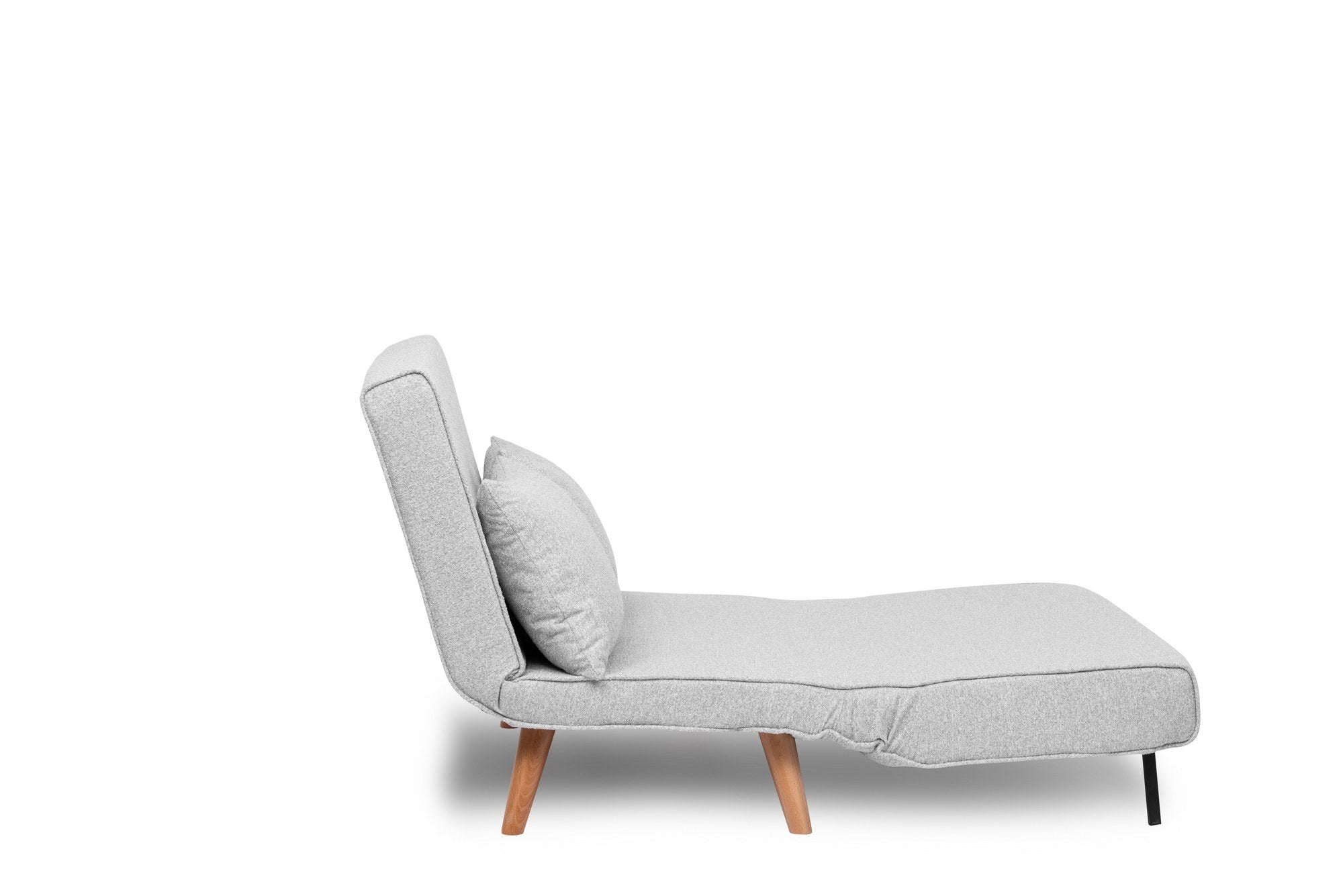 Sofá-cama elegante de 2 lugares, tecido Teddy cinza, 120 x 180 cm | Estrutura 100% metálica, encosto ajustável de 14 níveis, almofadas de espuma DNS de alta densidade e fibra de silicone