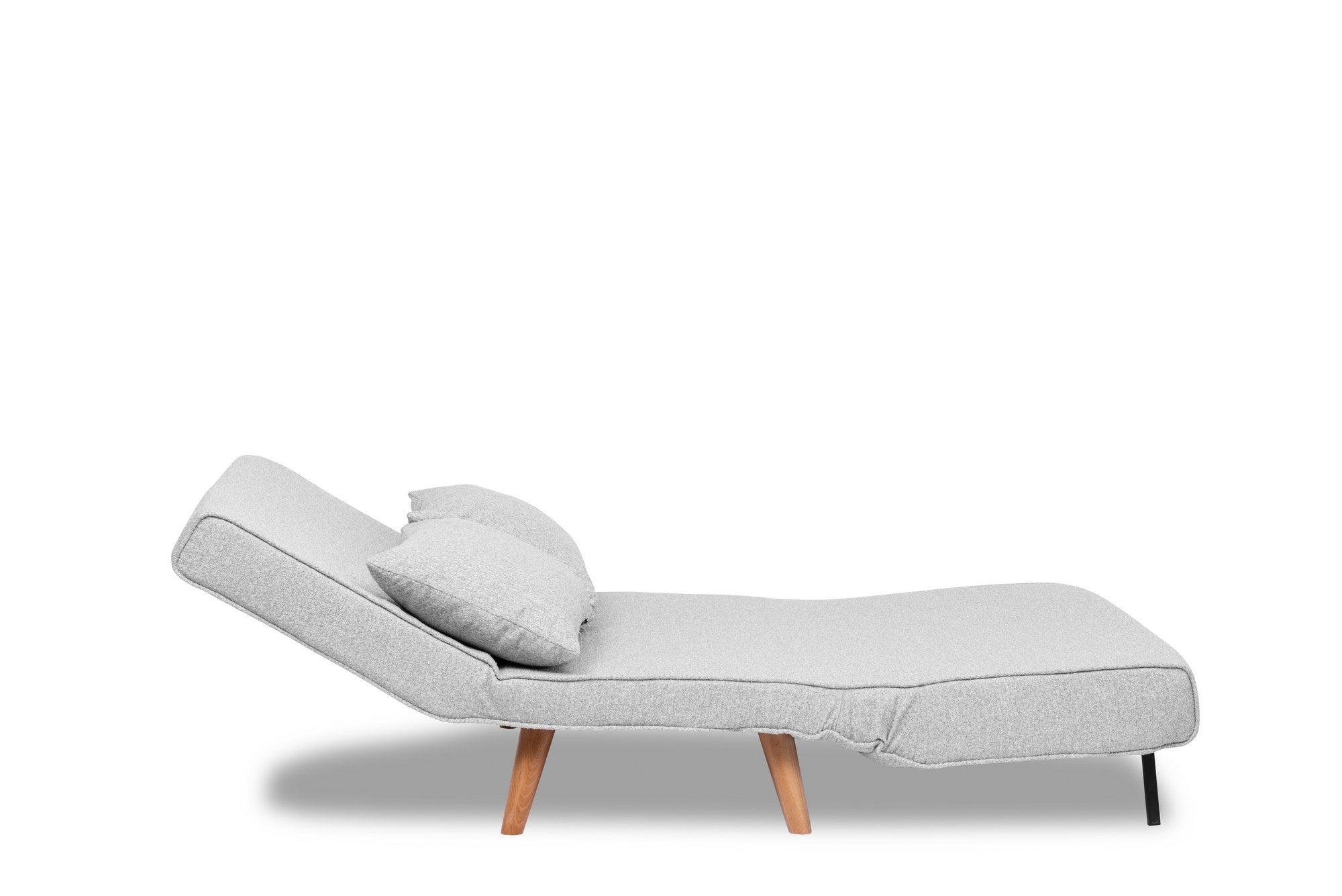 Sofá-cama elegante de 2 lugares, tecido Teddy cinza, 120 x 180 cm | Estrutura 100% metálica, encosto ajustável de 14 níveis, almofadas de espuma DNS de alta densidade e fibra de silicone