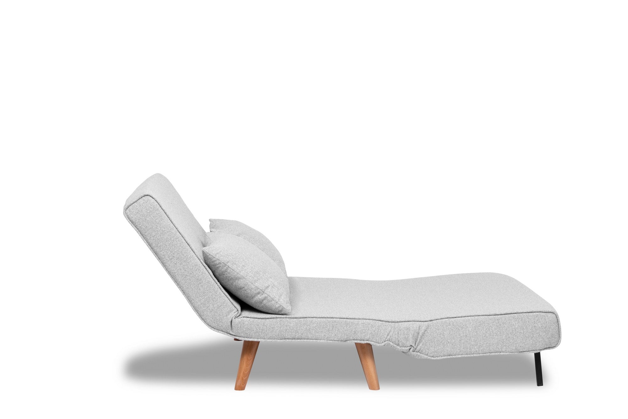 Sofá-cama elegante de 2 lugares, tecido Teddy cinza, 120 x 180 cm | Estrutura 100% metálica, encosto ajustável de 14 níveis, almofadas de espuma DNS de alta densidade e fibra de silicone