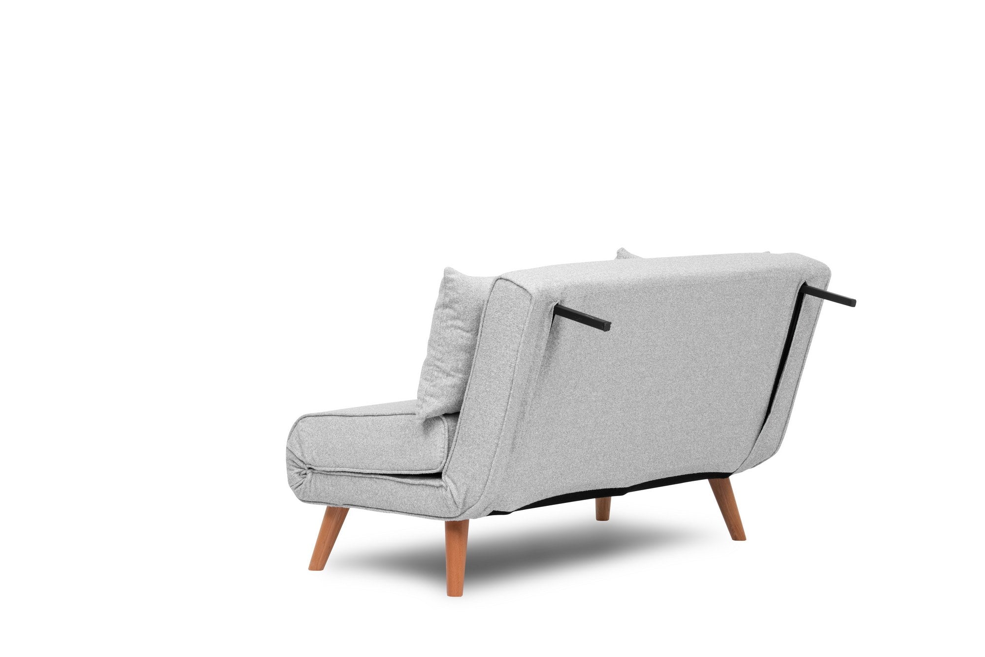 Sofá-cama elegante de 2 lugares, tecido Teddy cinza, 120 x 180 cm | Estrutura 100% metálica, encosto ajustável de 14 níveis, almofadas de espuma DNS de alta densidade e fibra de silicone