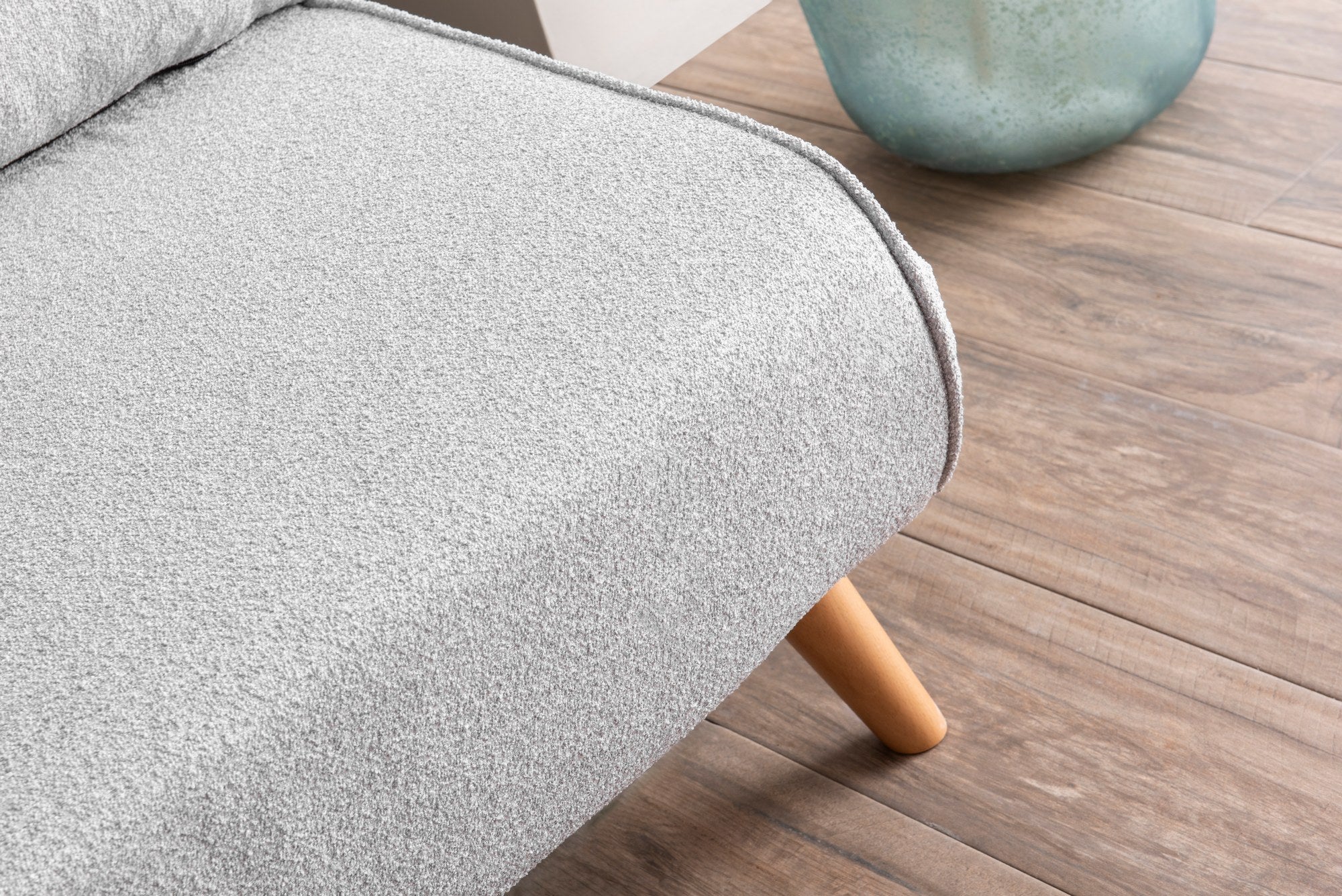 Sofá-cama elegante de 2 lugares, tecido Teddy cinza, 120 x 180 cm | Estrutura 100% metálica, encosto ajustável de 14 níveis, almofadas de espuma DNS de alta densidade e fibra de silicone