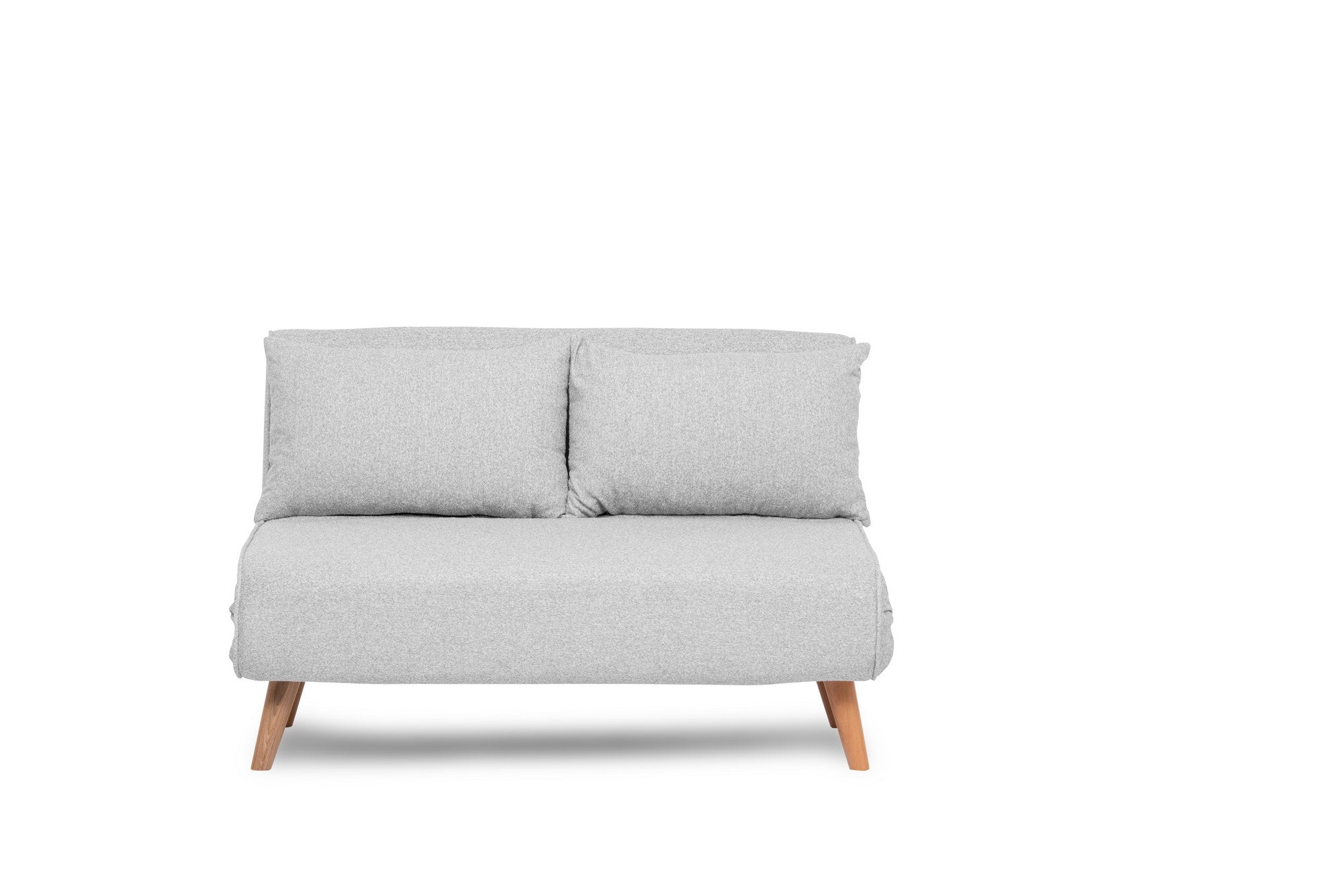 Sofá-cama elegante de 2 lugares, tecido Teddy cinza, 120 x 180 cm | Estrutura 100% metálica, encosto ajustável de 14 níveis, almofadas de espuma DNS de alta densidade e fibra de silicone