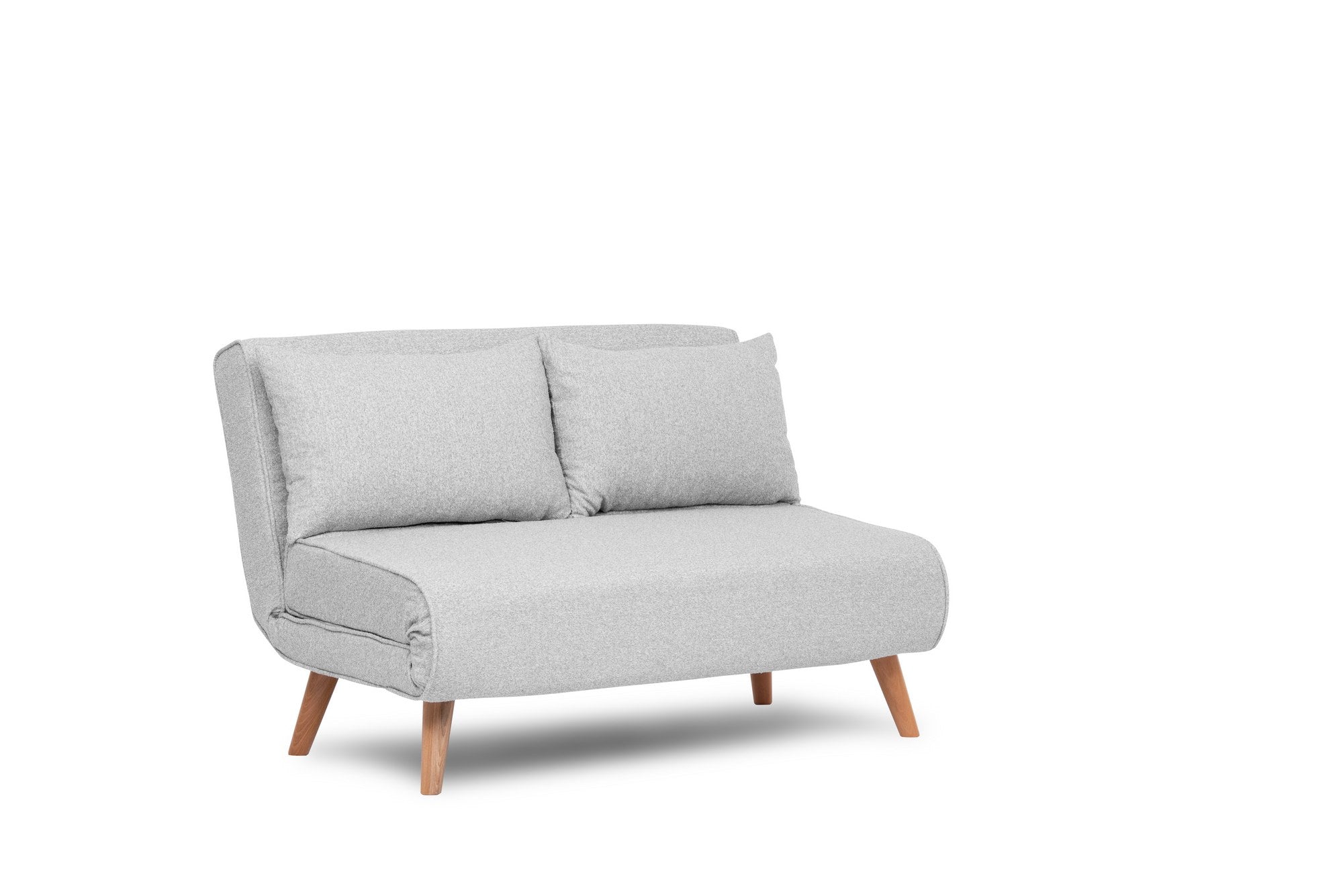 Sofá-cama elegante de 2 lugares, tecido Teddy cinza, 120 x 180 cm | Estrutura 100% metálica, encosto ajustável de 14 níveis, almofadas de espuma DNS de alta densidade e fibra de silicone