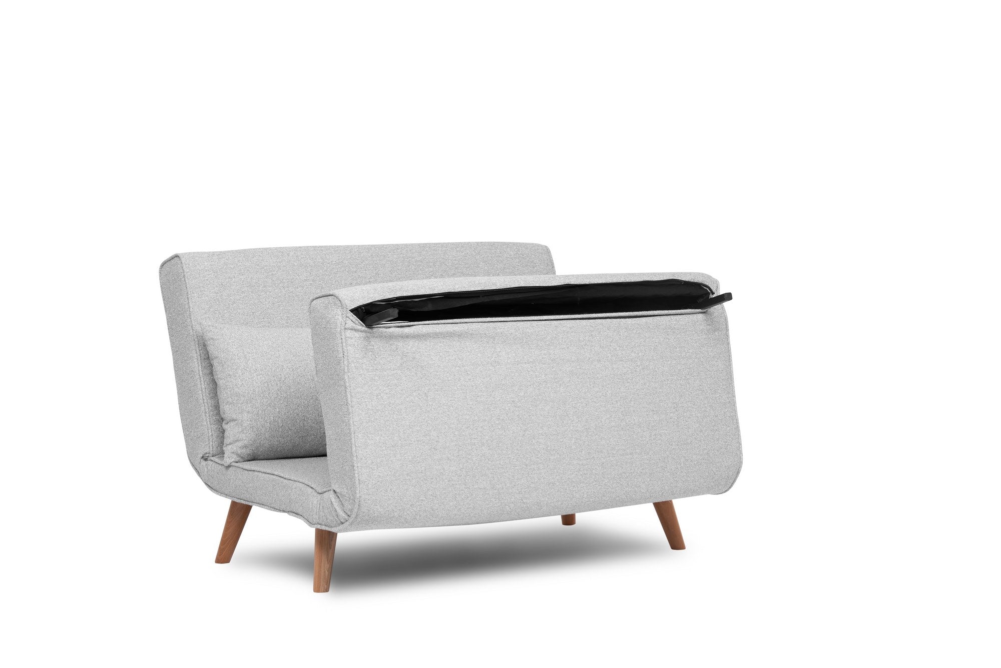 Sofá-cama elegante de 2 lugares, tecido Teddy cinza, 120 x 180 cm | Estrutura 100% metálica, encosto ajustável de 14 níveis, almofadas de espuma DNS de alta densidade e fibra de silicone