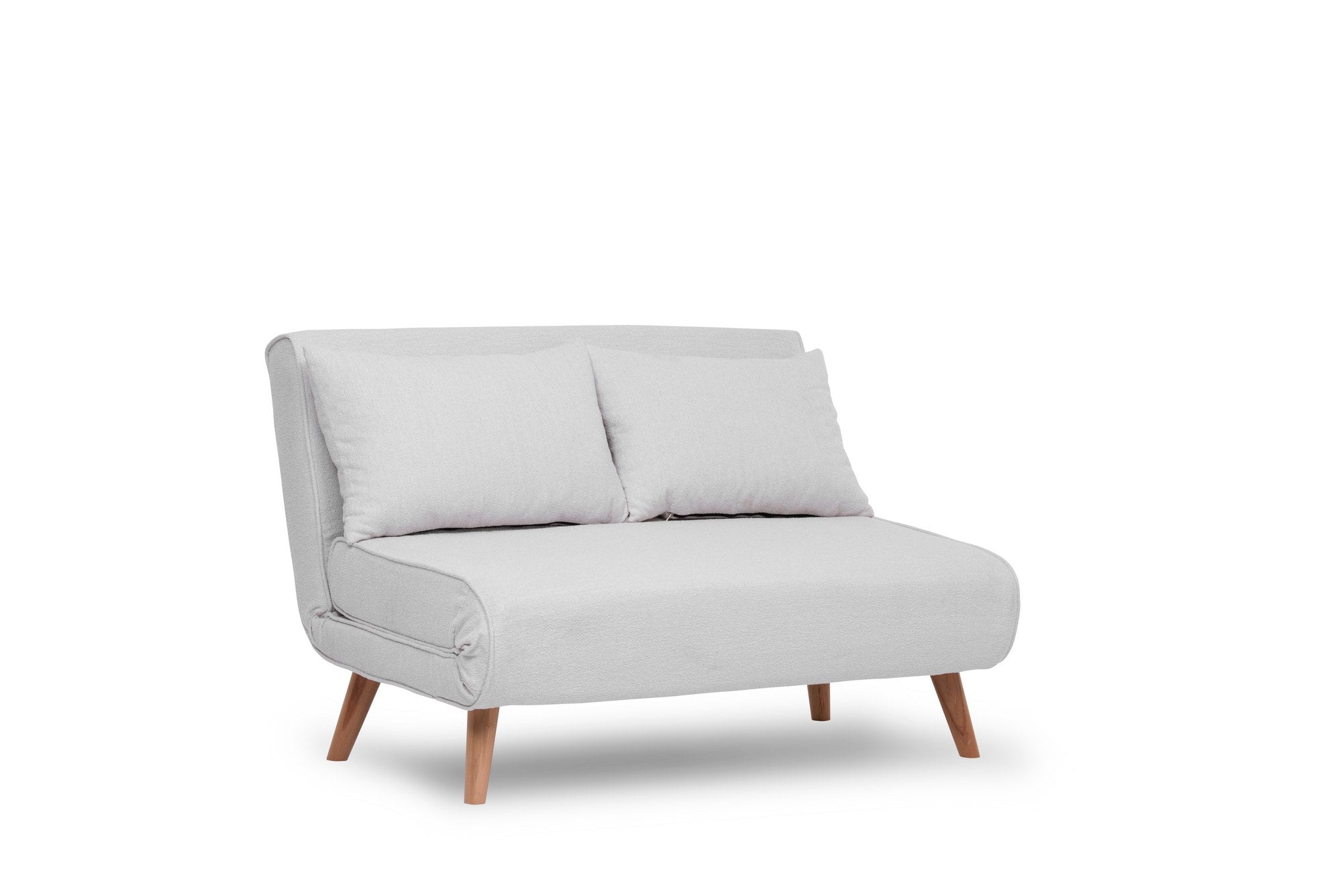 Sofá-cama elegante de 2 lugares, branco, 120 x 180 cm | Estrutura 100% metálica, tecido Teddy, encosto ajustável (14 níveis) | Conforto e versatilidade para uma vida moderna