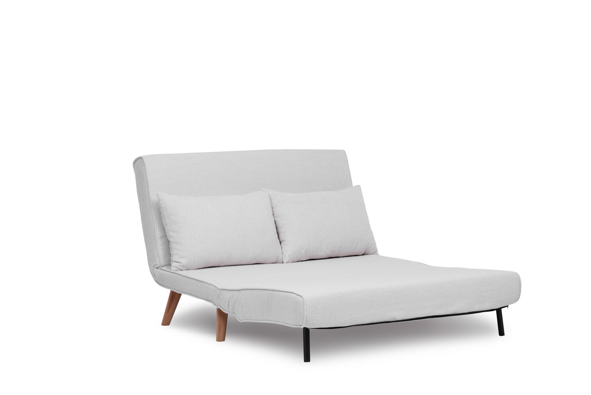 Sofá-cama elegante de 2 lugares, branco, 120 x 180 cm | Estrutura 100% metálica, tecido Teddy, encosto ajustável (14 níveis) | Conforto e versatilidade para uma vida moderna