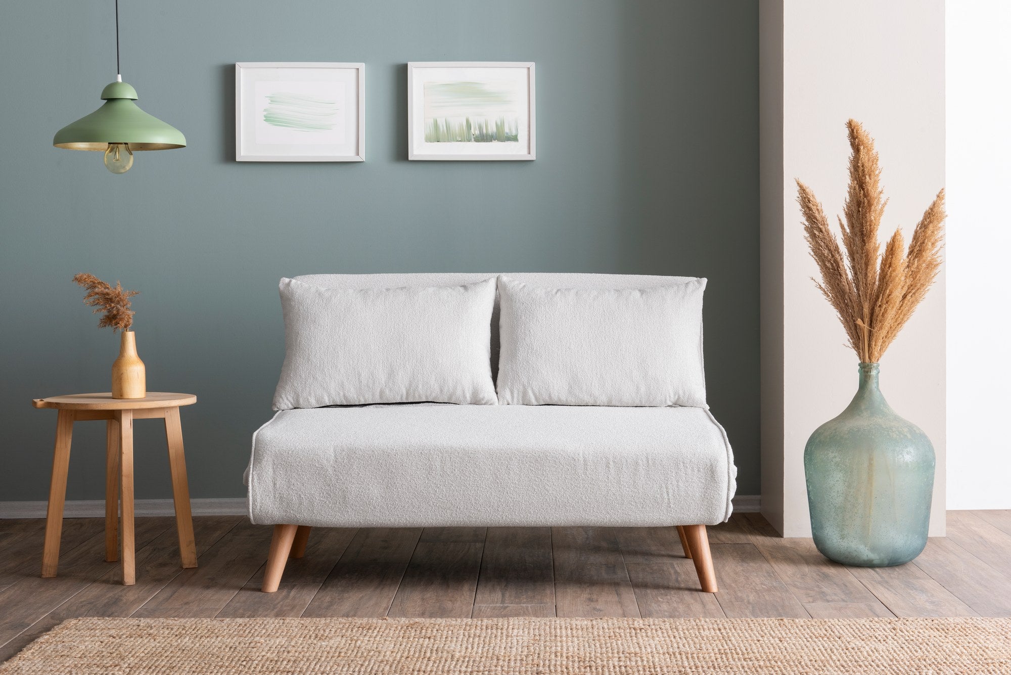 Sofá-cama elegante de 2 lugares, branco, 120 x 180 cm | Estrutura 100% metálica, tecido Teddy, encosto ajustável (14 níveis) | Conforto e versatilidade para uma vida moderna