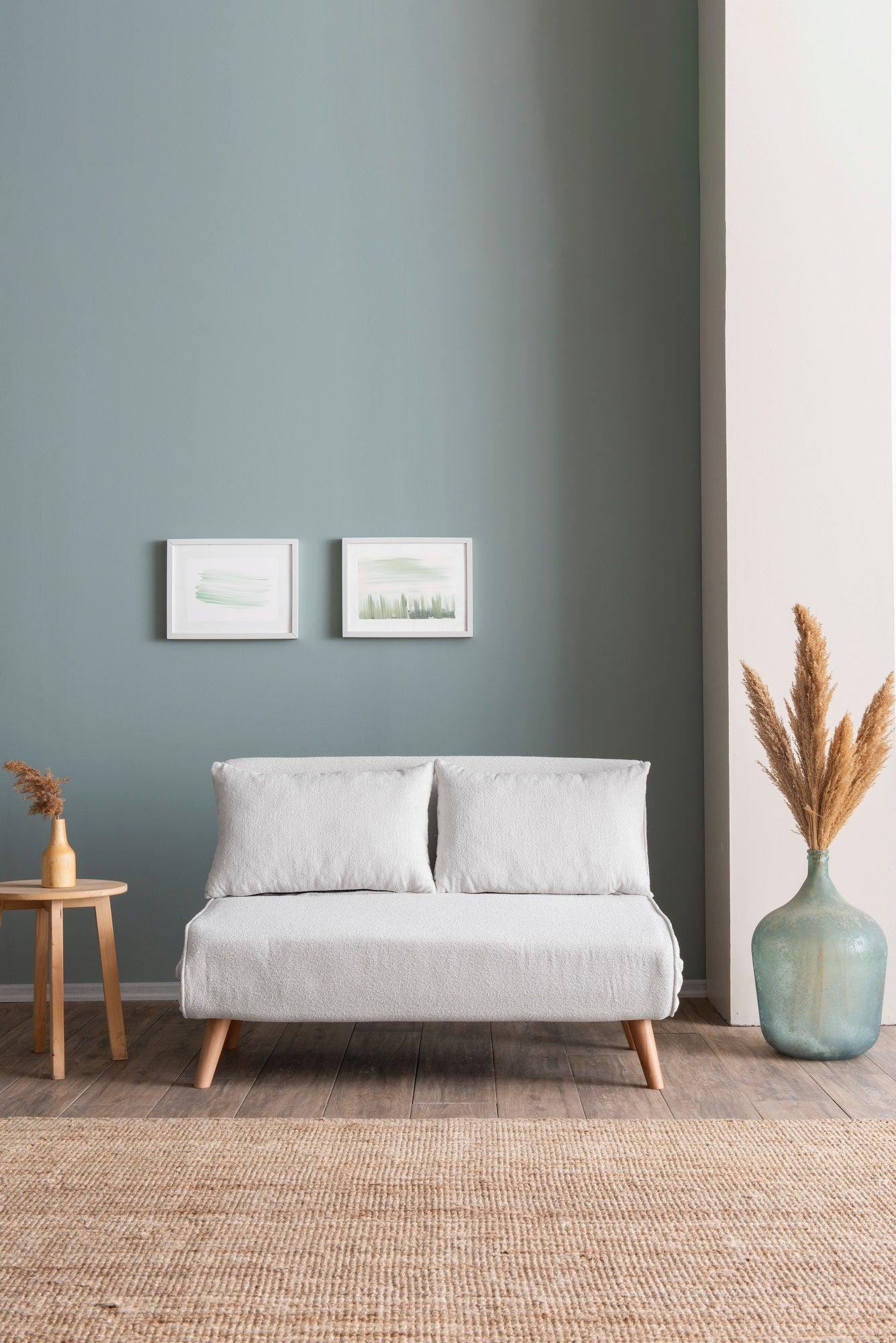 Sofá-cama elegante de 2 lugares, branco, 120 x 180 cm | Estrutura 100% metálica, tecido Teddy, encosto ajustável (14 níveis) | Conforto e versatilidade para uma vida moderna