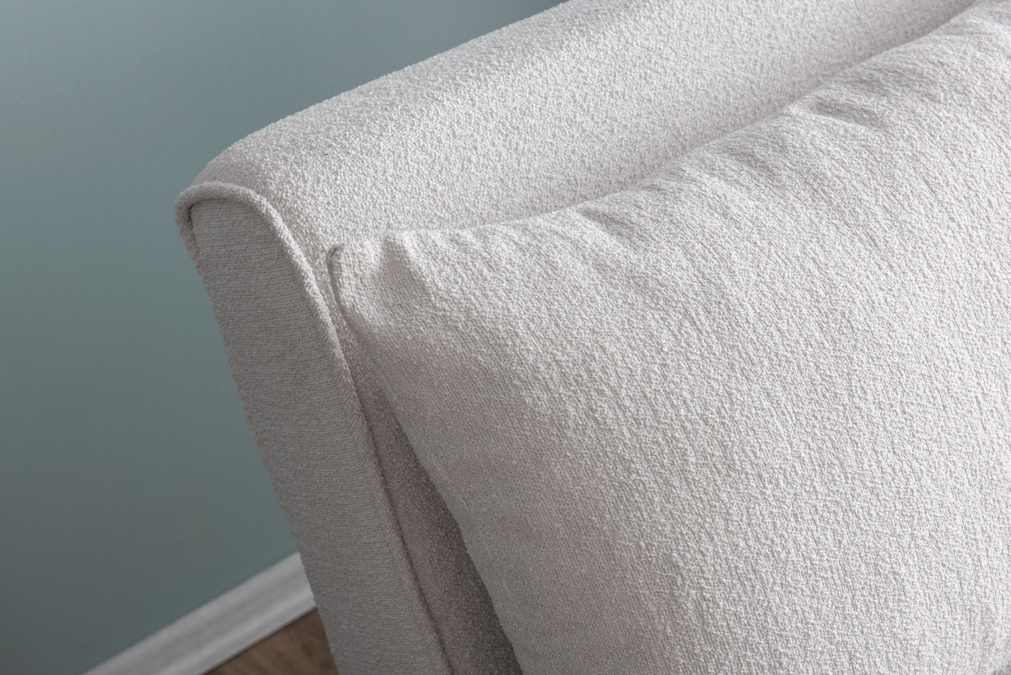 Sofá-cama elegante de 2 lugares, branco, 120 x 180 cm | Estrutura 100% metálica, tecido Teddy, encosto ajustável (14 níveis) | Conforto e versatilidade para uma vida moderna