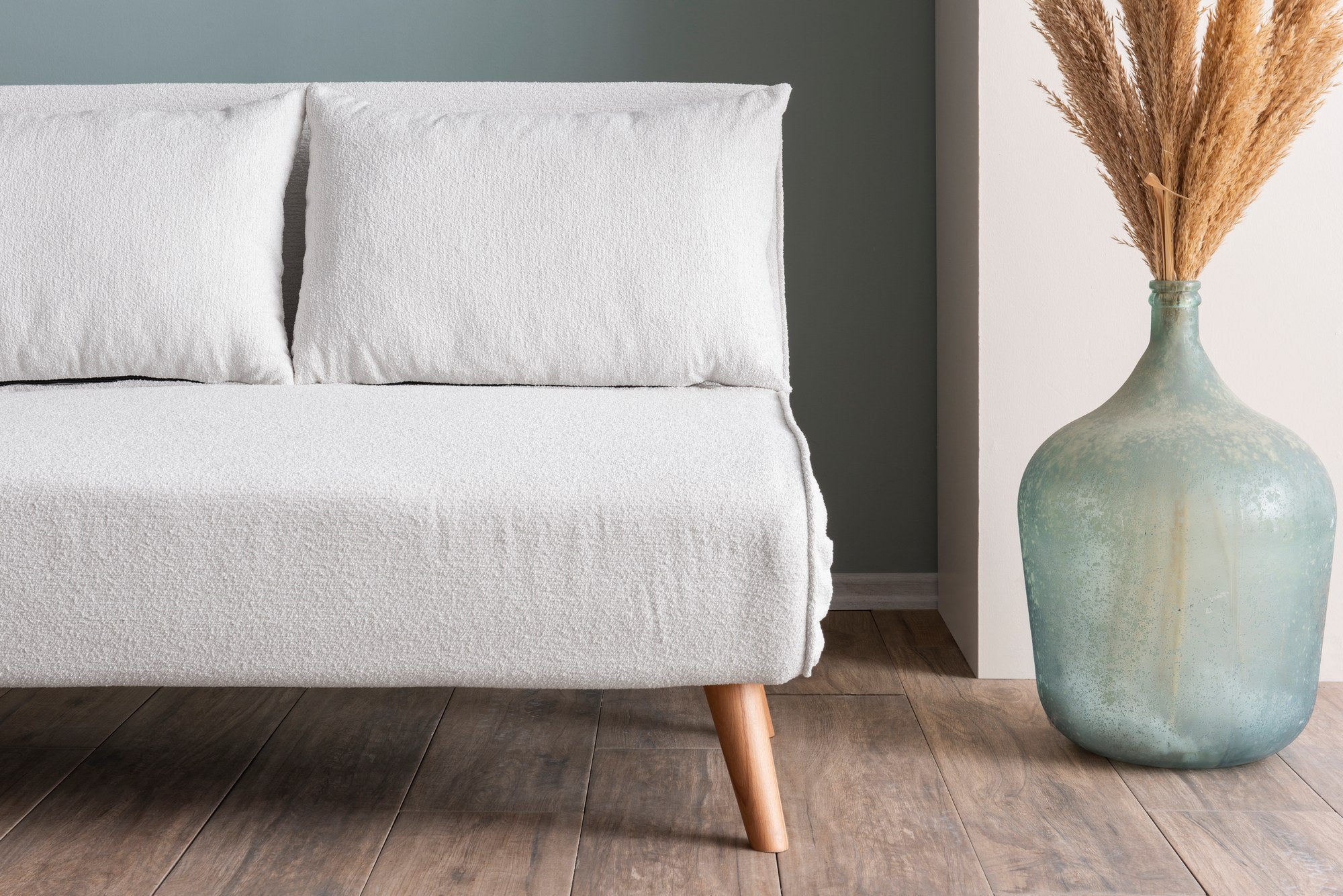 Sofá-cama elegante de 2 lugares, branco, 120 x 180 cm | Estrutura 100% metálica, tecido Teddy, encosto ajustável (14 níveis) | Conforto e versatilidade para uma vida moderna