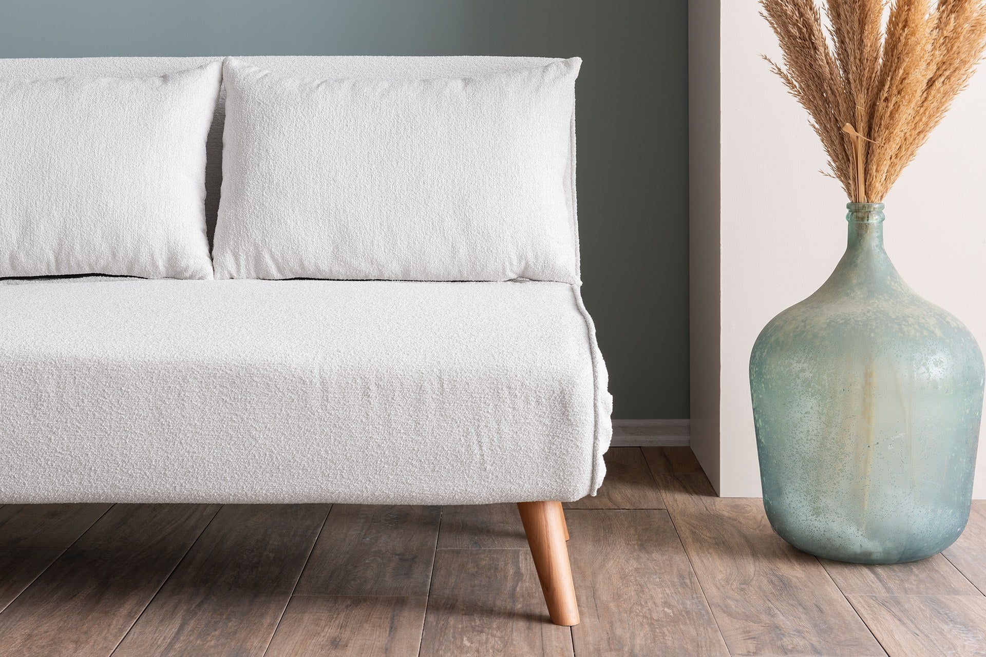 Sofá-cama elegante de 2 lugares, branco, 120 x 180 cm | Estrutura 100% metálica, tecido Teddy, encosto ajustável (14 níveis) | Conforto e versatilidade para uma vida moderna