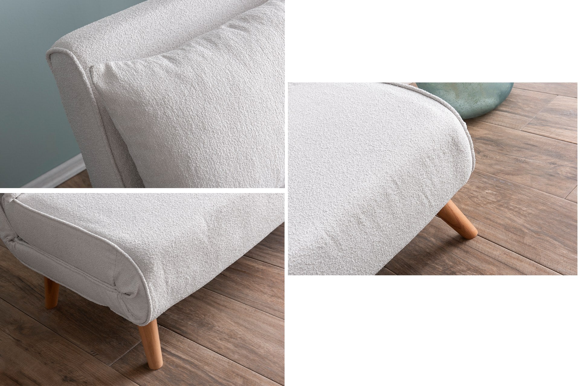 Sofá-cama elegante de 2 lugares, branco, 120 x 180 cm | Estrutura 100% metálica, tecido Teddy, encosto ajustável (14 níveis) | Conforto e versatilidade para uma vida moderna