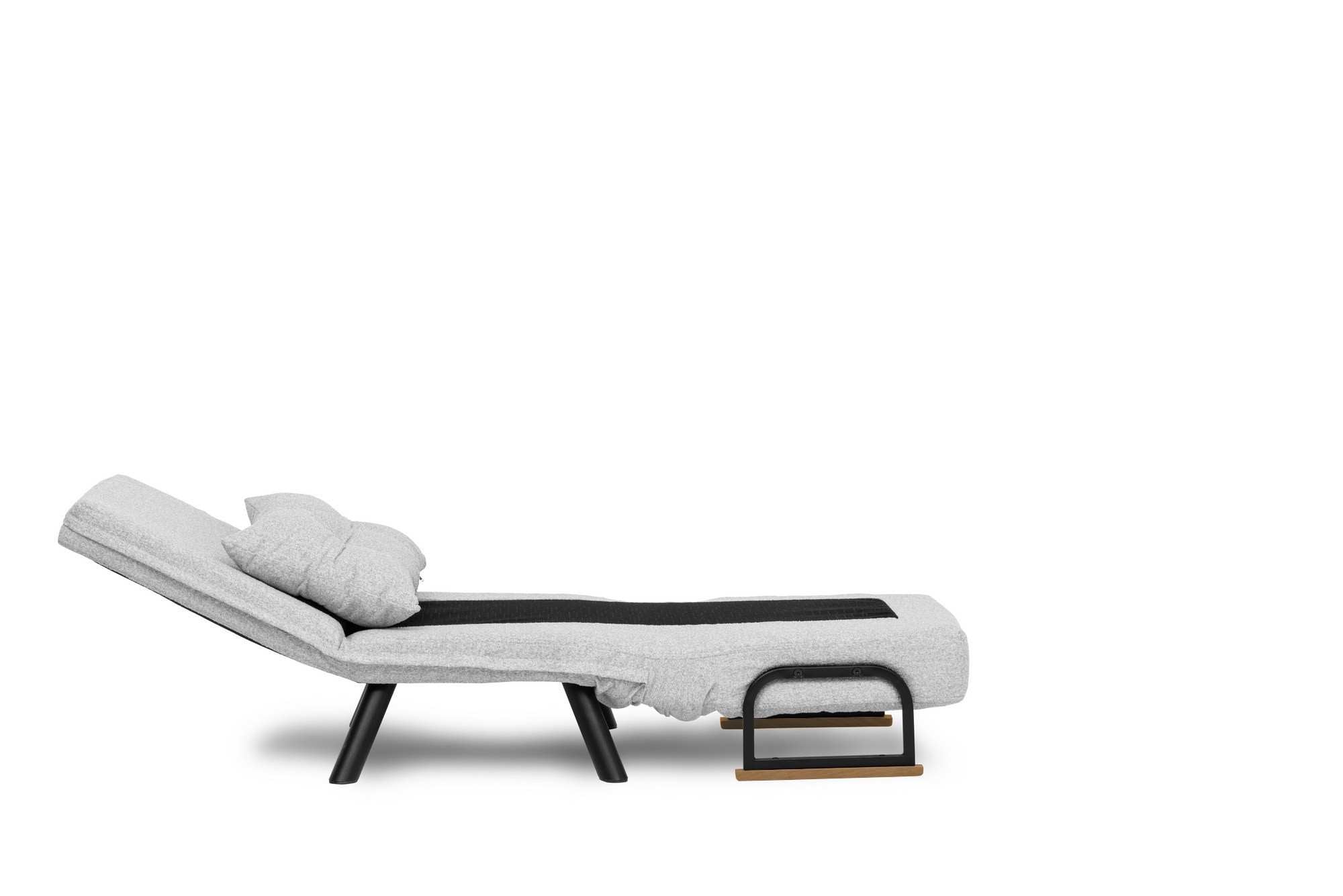 Sofá-cama versátil de 1 lugar, tecido Teddy cinza, estrutura 100% metálica | Encosto ajustável em 14 níveis, fácil conversão, peso máximo de 100 kg | Perfeito para espaços pequenos