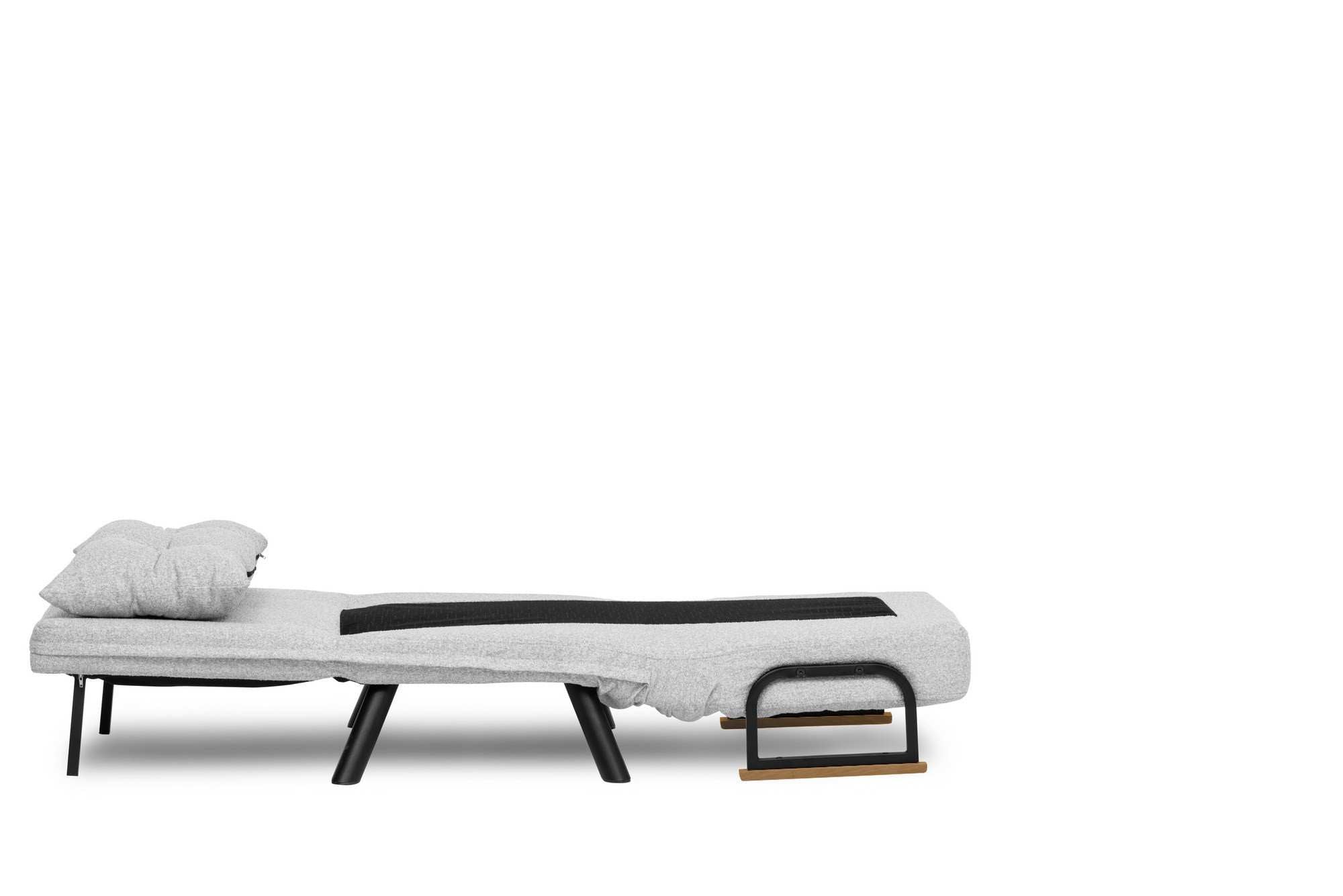 Sofá-cama versátil de 1 lugar, tecido Teddy cinza, estrutura 100% metálica | Encosto ajustável em 14 níveis, fácil conversão, peso máximo de 100 kg | Perfeito para espaços pequenos