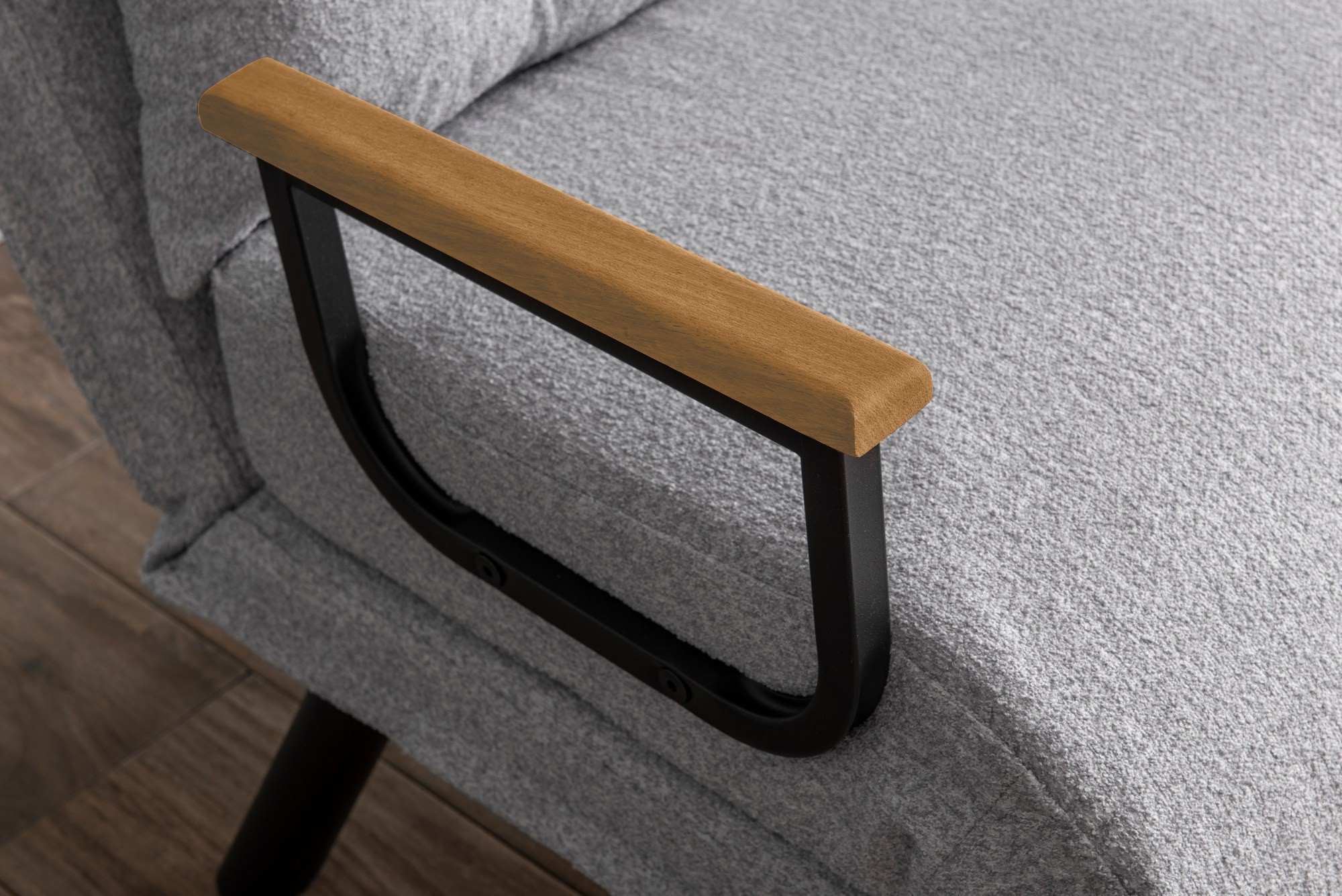 Sofá-cama versátil de 1 lugar, tecido Teddy cinza, estrutura 100% metálica | Encosto ajustável em 14 níveis, fácil conversão, peso máximo de 100 kg | Perfeito para espaços pequenos