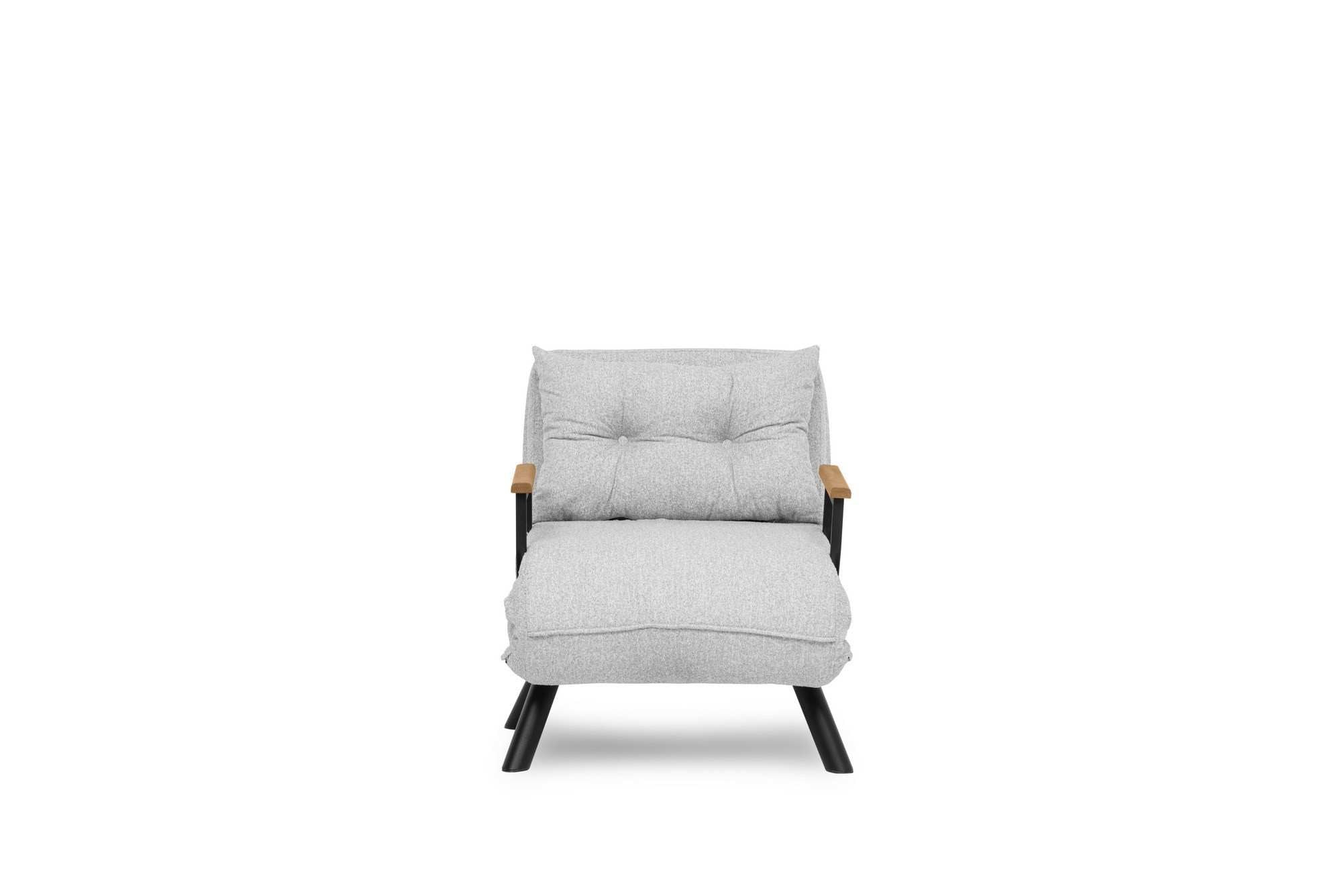 Sofá-cama versátil de 1 lugar, tecido Teddy cinza, estrutura 100% metálica | Encosto ajustável em 14 níveis, fácil conversão, peso máximo de 100 kg | Perfeito para espaços pequenos