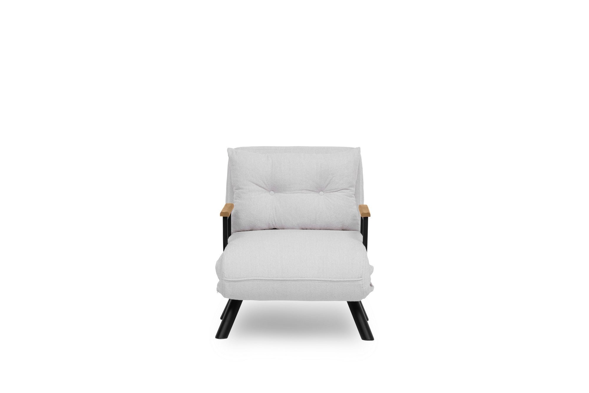 Sofá-cama versátil de 1 lugar, branco, estrutura 100% metálica, tecido Teddy, encosto ajustável em 14 níveis, fácil conversão, peso máximo de 100 kg, elegante e funcional