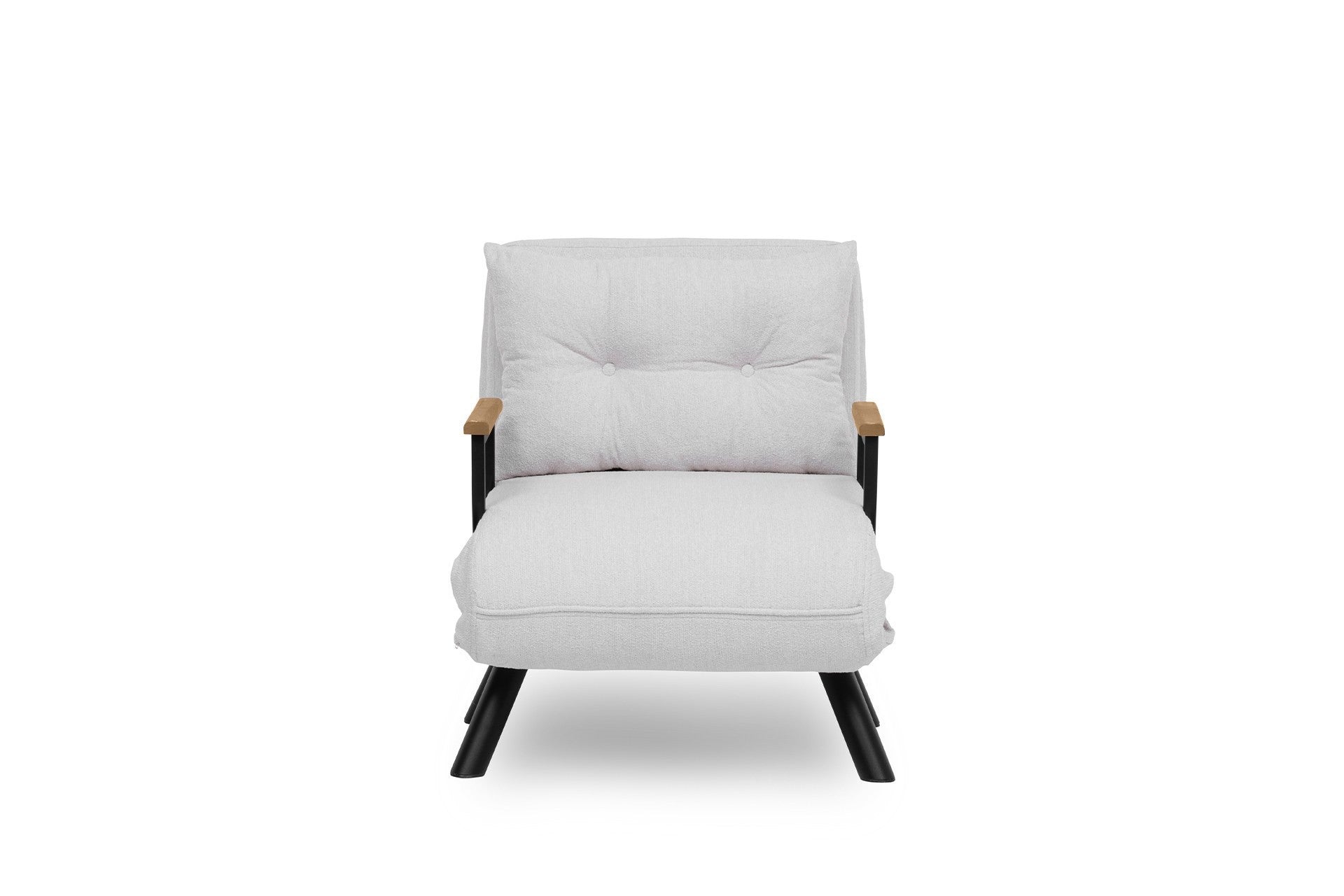 Sofá-cama versátil de 1 lugar, branco, estrutura 100% metálica, tecido Teddy, encosto ajustável em 14 níveis, fácil conversão, peso máximo de 100 kg, elegante e funcional