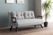 Sofá-cama elegante de 2 lugares, tecido Teddy cinza, estrutura 100% metálica | Encosto ajustável em 14 níveis, fácil conversão, peso máximo de 200 kg | Perfeito para espaços modernos