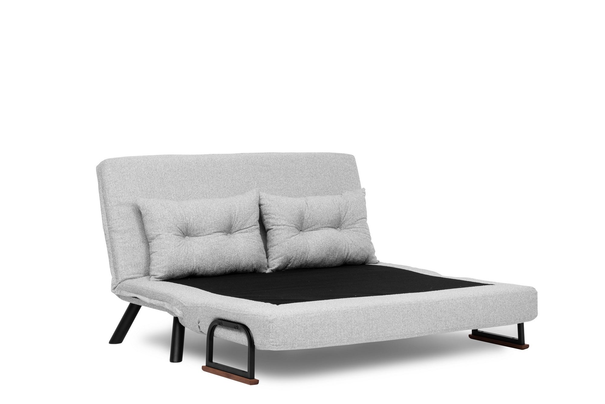 Sofá-cama elegante de 2 lugares, tecido Teddy cinza, estrutura 100% metálica | Encosto ajustável em 14 níveis, fácil conversão, peso máximo de 200 kg | Perfeito para espaços modernos