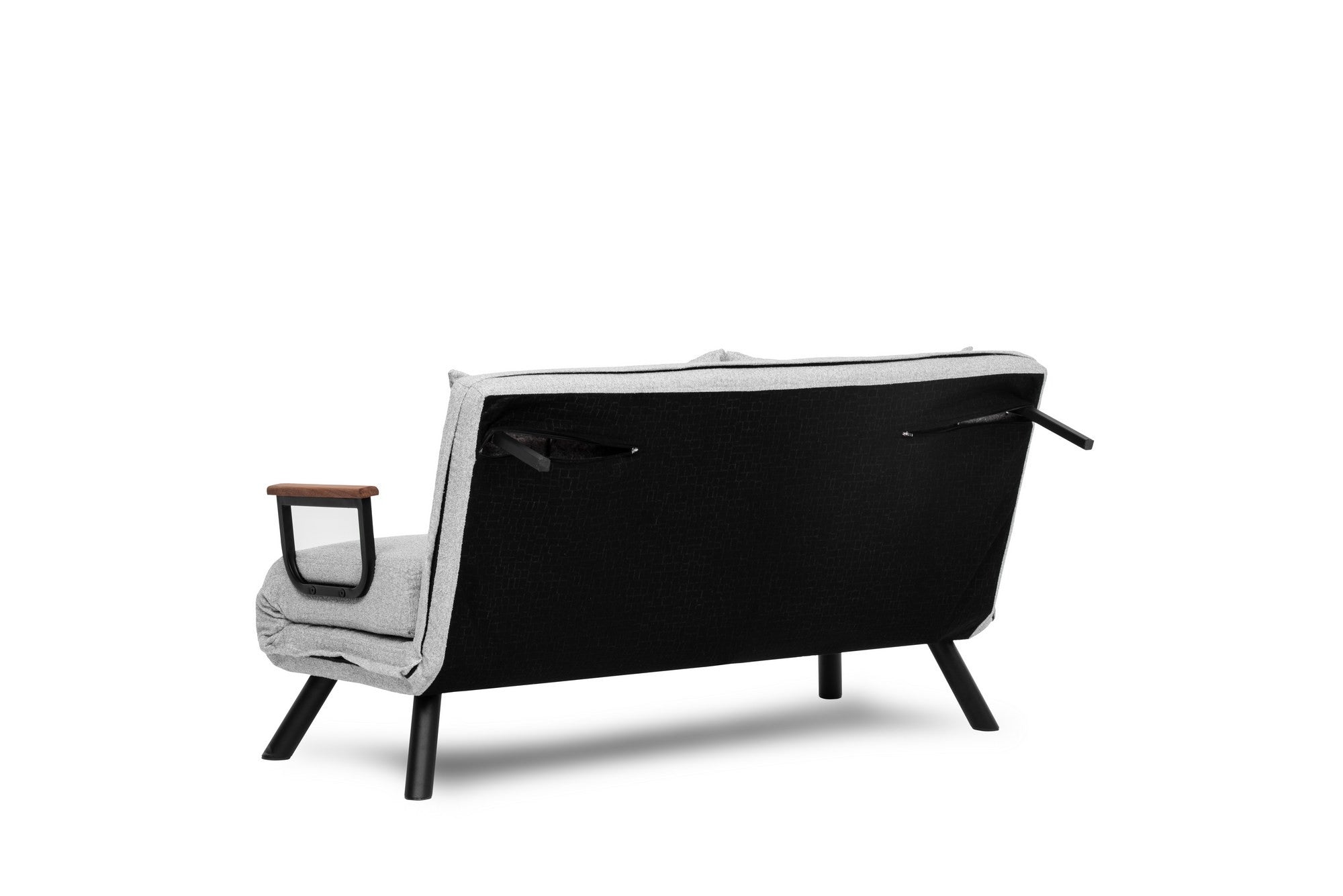 Sofá-cama elegante de 2 lugares, tecido Teddy cinza, estrutura 100% metálica | Encosto ajustável em 14 níveis, fácil conversão, peso máximo de 200 kg | Perfeito para espaços modernos
