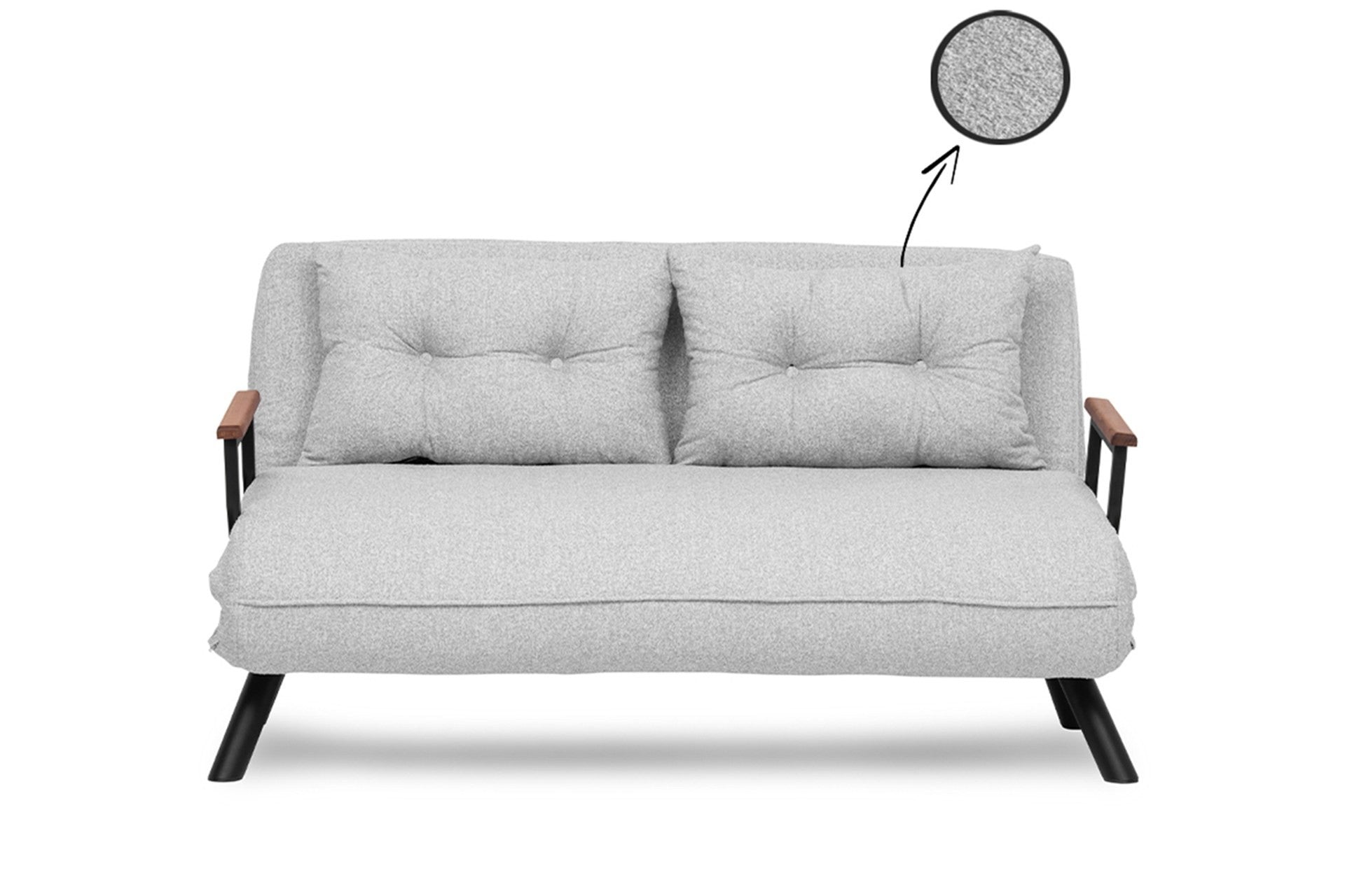 Sofá-cama elegante de 2 lugares, tecido Teddy cinza, estrutura 100% metálica | Encosto ajustável em 14 níveis, fácil conversão, peso máximo de 200 kg | Perfeito para espaços modernos