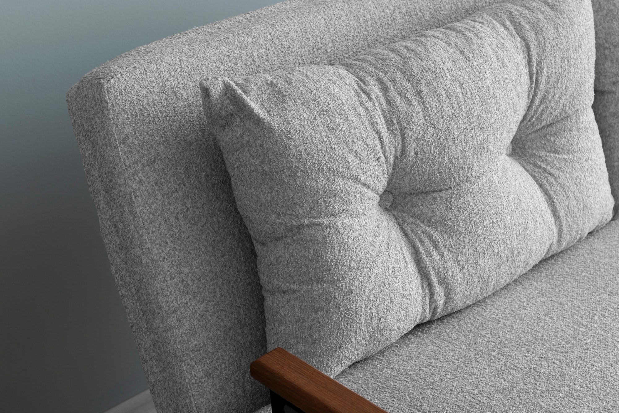 Sofá-cama elegante de 2 lugares, tecido Teddy cinza, estrutura 100% metálica | Encosto ajustável em 14 níveis, fácil conversão, peso máximo de 200 kg | Perfeito para espaços modernos
