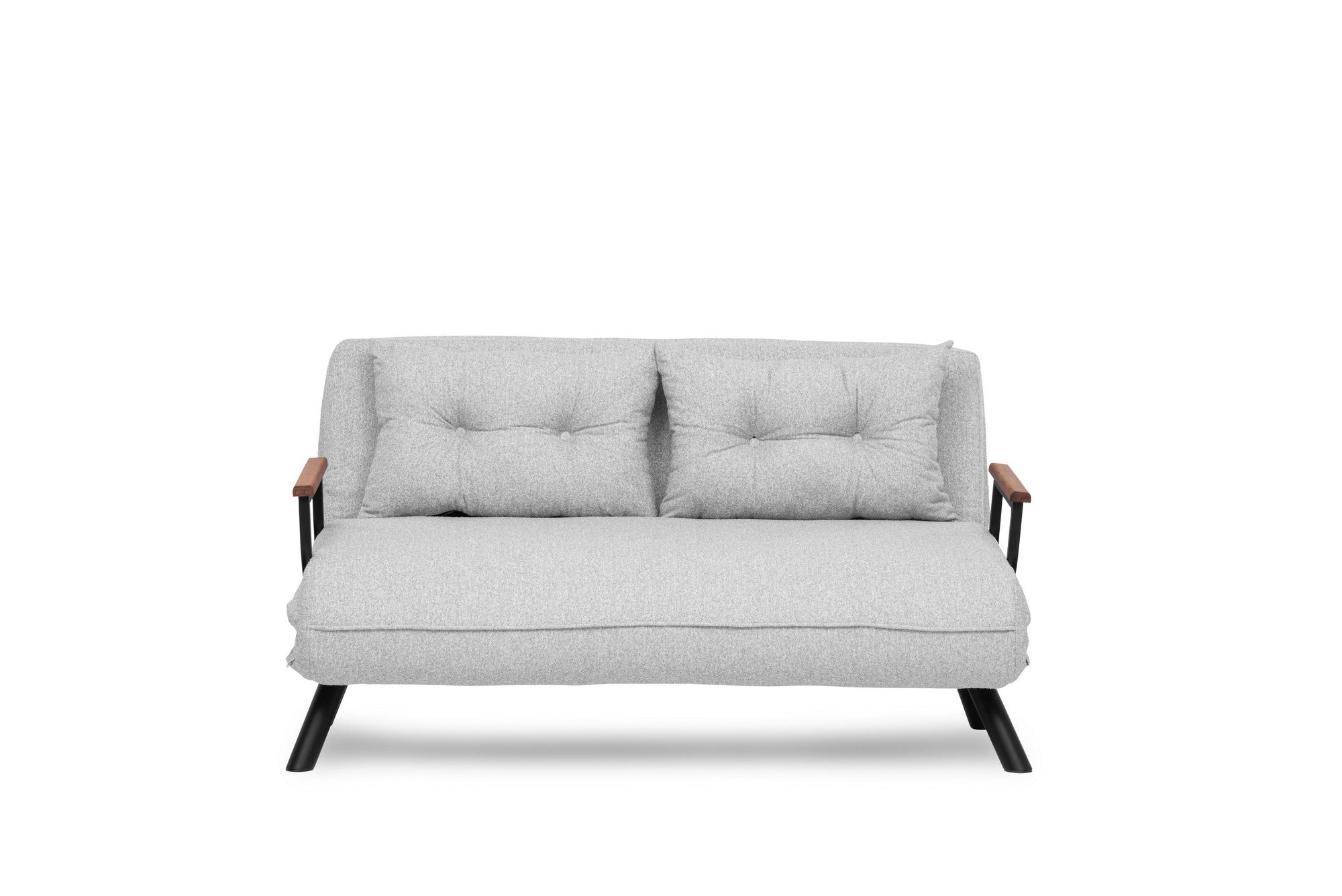 Sofá-cama elegante de 2 lugares, tecido Teddy cinza, estrutura 100% metálica | Encosto ajustável em 14 níveis, fácil conversão, peso máximo de 200 kg | Perfeito para espaços modernos