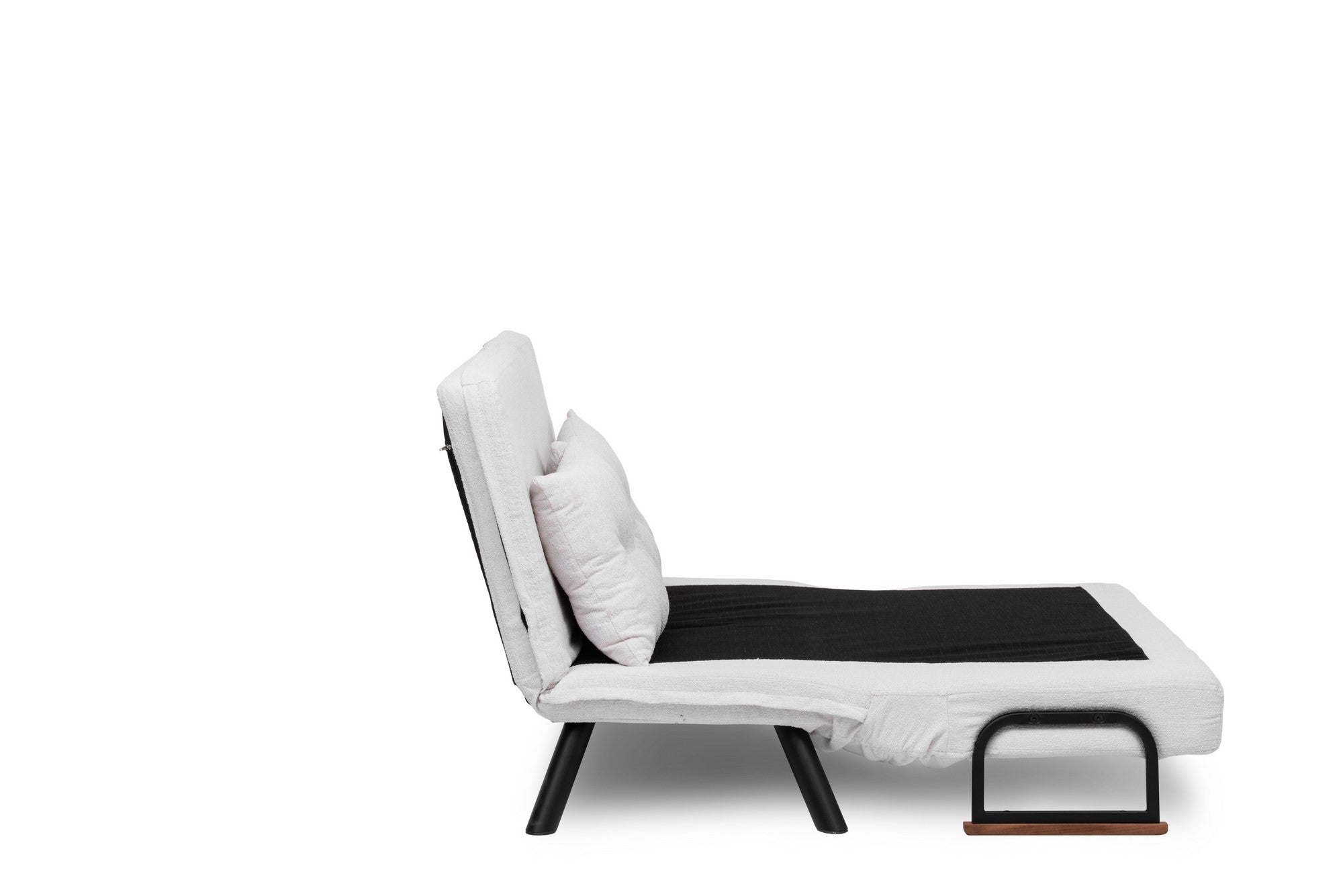 Sofá-cama elegante de 2 lugares, branco, 175 x 133 cm | Estrutura 100% metálica, tecido Teddy, encosto ajustável em 14 níveis | Perfeito para espaços modernos