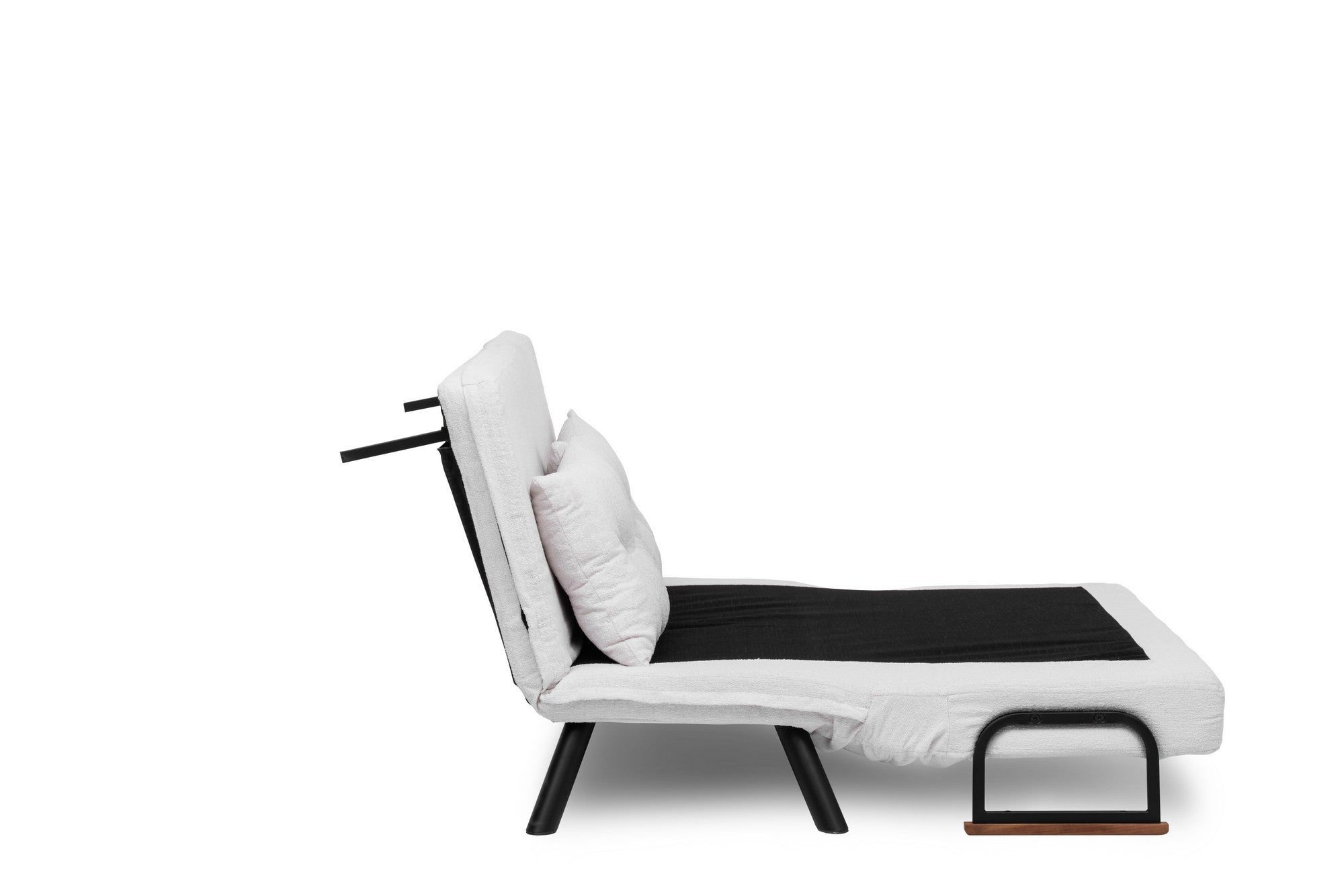 Sofá-cama elegante de 2 lugares, branco, 175 x 133 cm | Estrutura 100% metálica, tecido Teddy, encosto ajustável em 14 níveis | Perfeito para espaços modernos