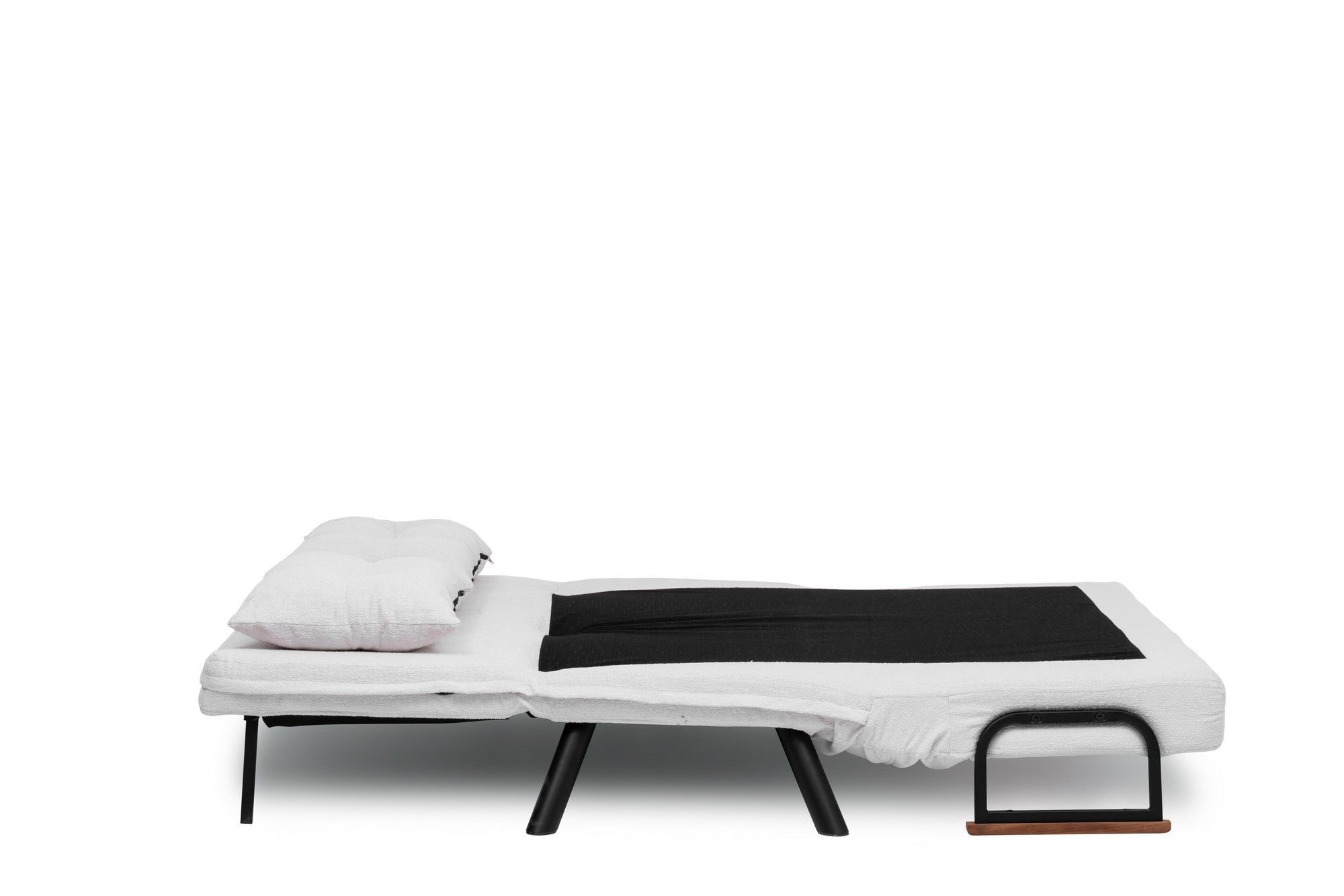 Sofá-cama elegante de 2 lugares, branco, 175 x 133 cm | Estrutura 100% metálica, tecido Teddy, encosto ajustável em 14 níveis | Perfeito para espaços modernos