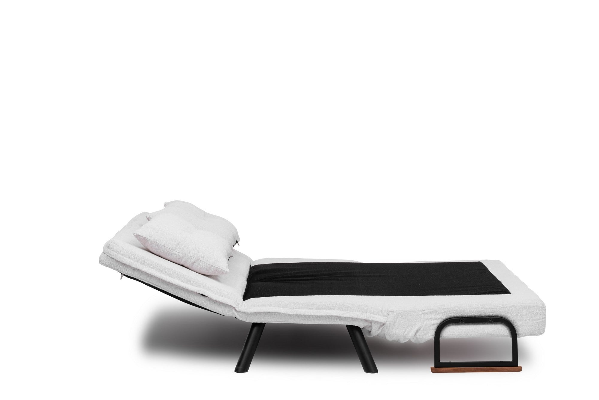 Sofá-cama elegante de 2 lugares, branco, 175 x 133 cm | Estrutura 100% metálica, tecido Teddy, encosto ajustável em 14 níveis | Perfeito para espaços modernos