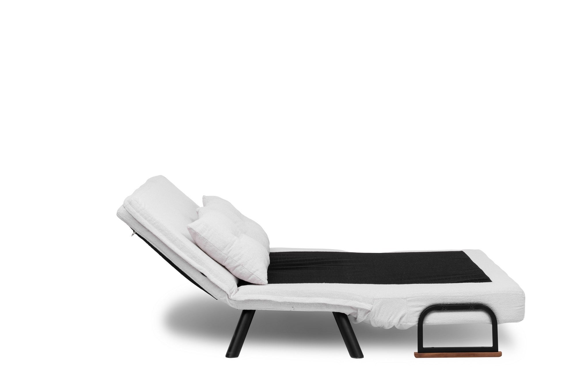 Sofá-cama elegante de 2 lugares, branco, 175 x 133 cm | Estrutura 100% metálica, tecido Teddy, encosto ajustável em 14 níveis | Perfeito para espaços modernos