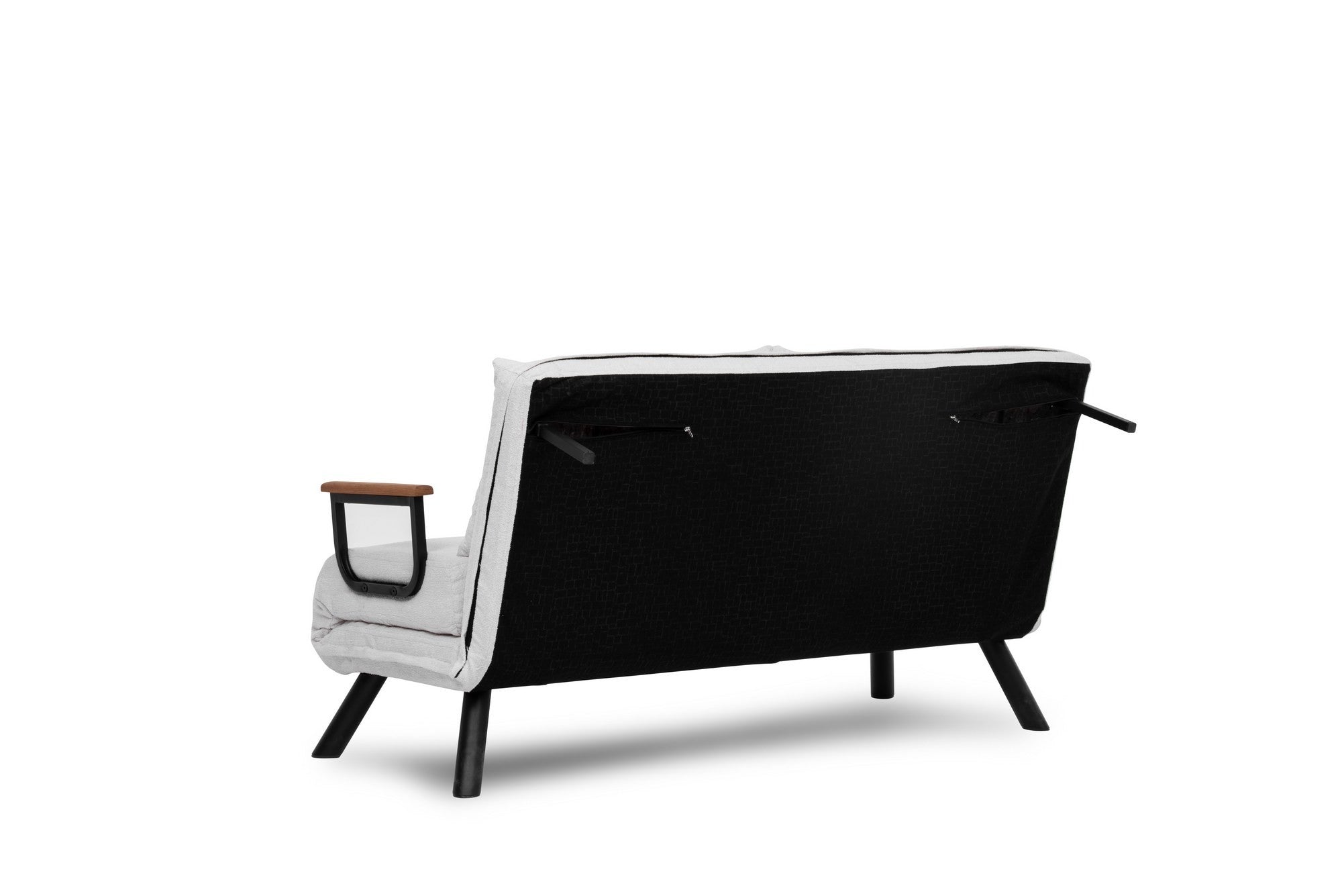 Sofá-cama elegante de 2 lugares, branco, 175 x 133 cm | Estrutura 100% metálica, tecido Teddy, encosto ajustável em 14 níveis | Perfeito para espaços modernos