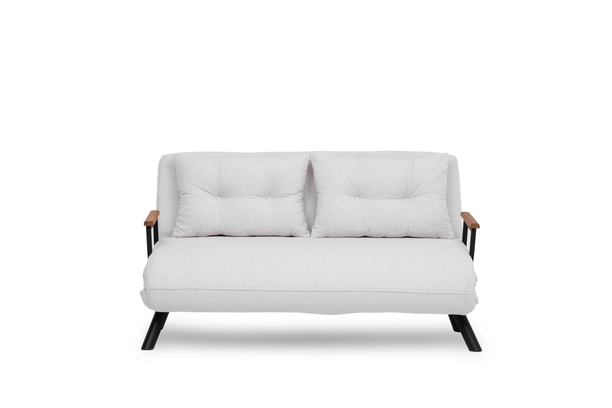 Sofá-cama elegante de 2 lugares, branco, 175 x 133 cm | Estrutura 100% metálica, tecido Teddy, encosto ajustável em 14 níveis | Perfeito para espaços modernos