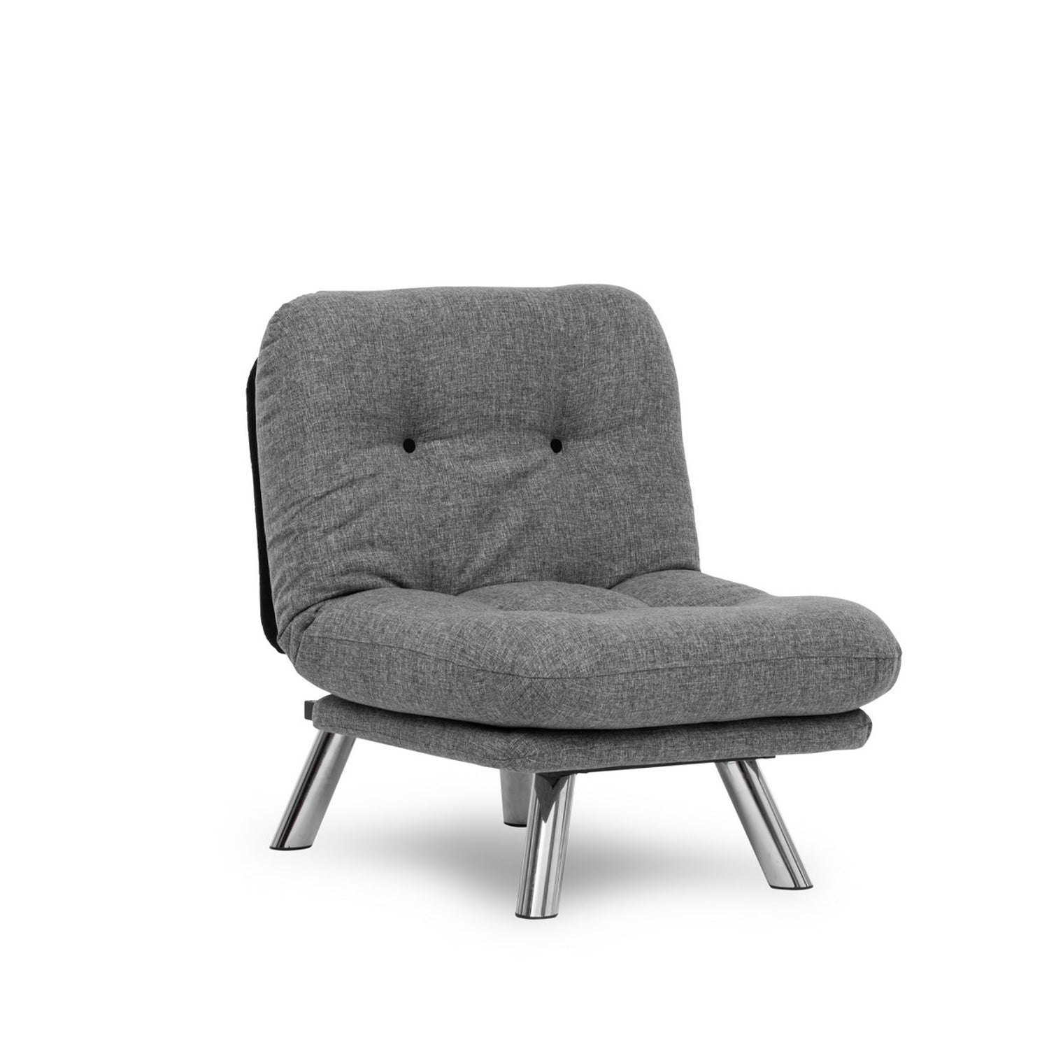 Sofá-cama versátil de 1 lugar, cinza claro, estrutura 100% metálica | Tecido de linho fácil de limpar, encosto multiposições | Perfeito para espaços pequenos, peso máximo de 100 kg