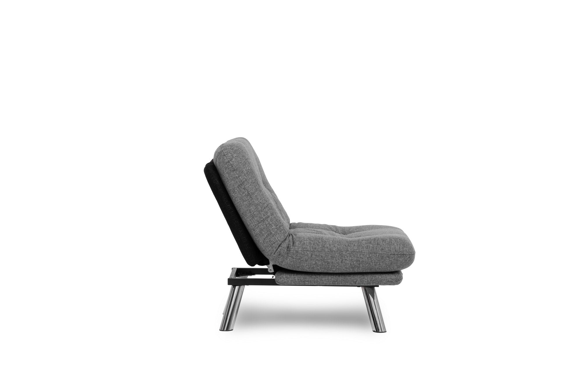 Sofá-cama versátil de 1 lugar, cinza claro, estrutura 100% metálica | Tecido de linho fácil de limpar, encosto multiposições | Perfeito para espaços pequenos, peso máximo de 100 kg