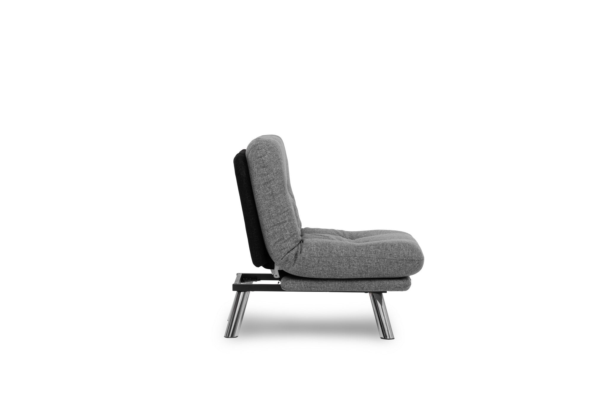 Sofá-cama versátil de 1 lugar, cinza claro, estrutura 100% metálica | Tecido de linho fácil de limpar, encosto multiposições | Perfeito para espaços pequenos, peso máximo de 100 kg