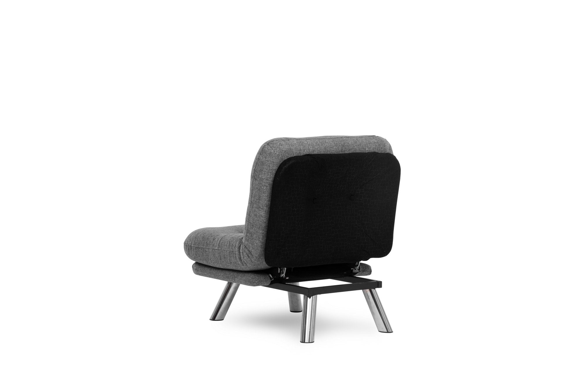 Sofá-cama versátil de 1 lugar, cinza claro, estrutura 100% metálica | Tecido de linho fácil de limpar, encosto multiposições | Perfeito para espaços pequenos, peso máximo de 100 kg