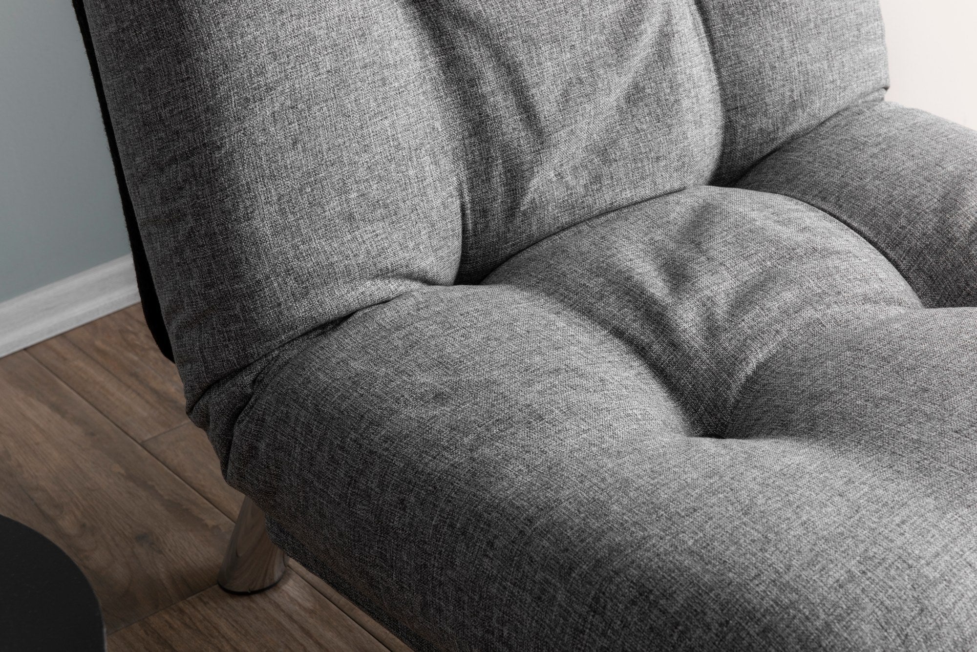 Sofá-cama versátil de 1 lugar, cinza claro, estrutura 100% metálica | Tecido de linho fácil de limpar, encosto multiposições | Perfeito para espaços pequenos, peso máximo de 100 kg