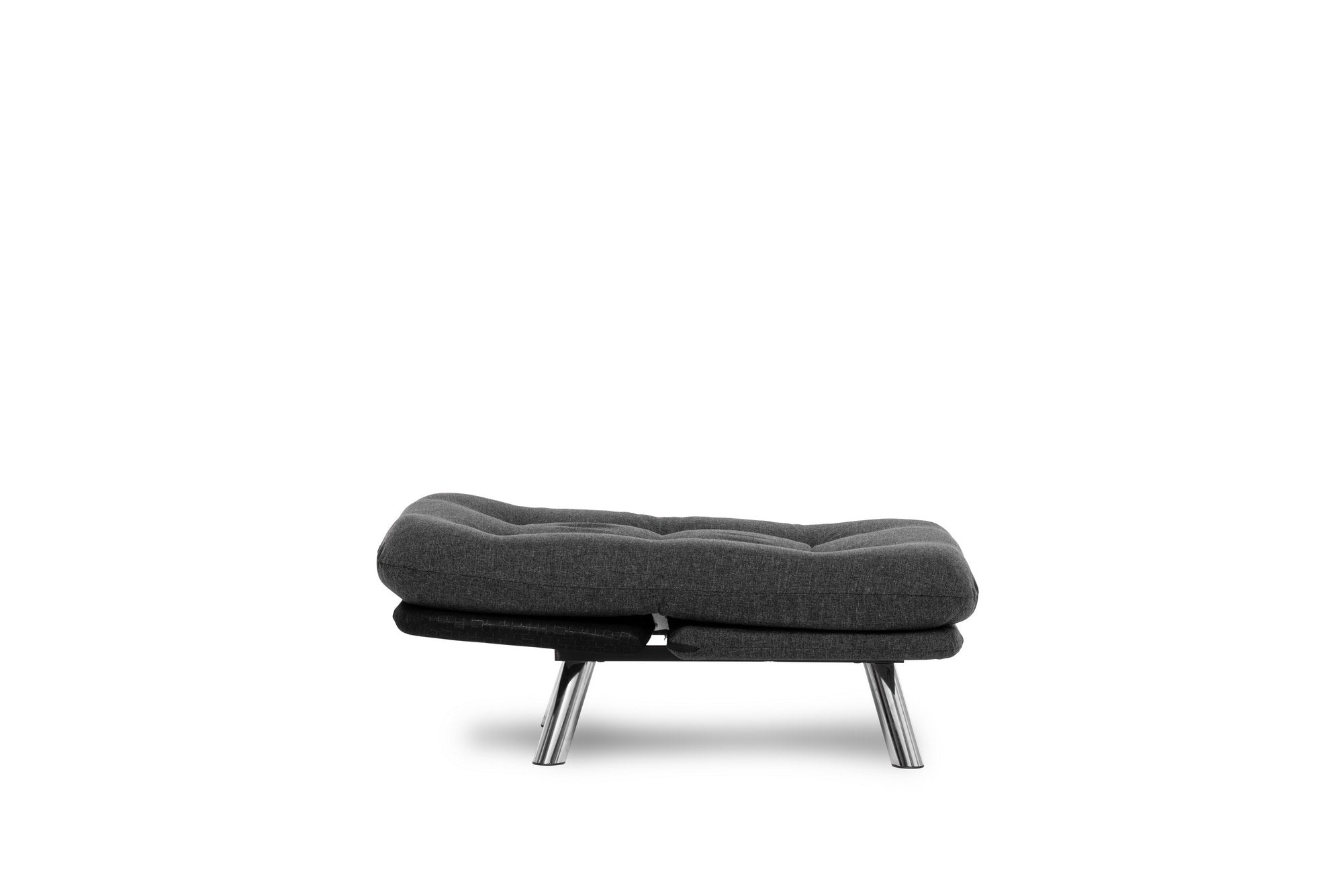 Sofá-cama versátil de 1 lugar, cinza escuro, estrutura 100% metálica, tecido de linho fácil de limpar | Encosto multiposições, capacidade de 100 kg, perfeito para espaços pequenos
