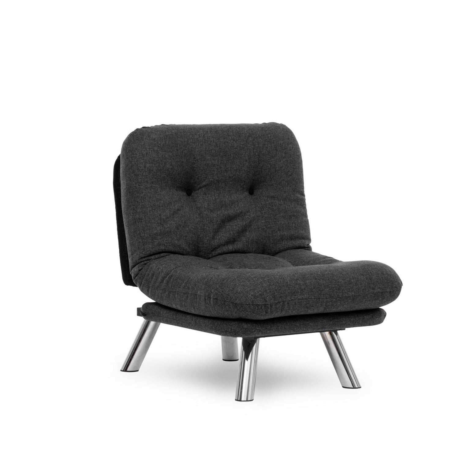 Sofá-cama versátil de 1 lugar, cinza escuro, estrutura 100% metálica, tecido de linho fácil de limpar | Encosto multiposições, capacidade de 100 kg, perfeito para espaços pequenos