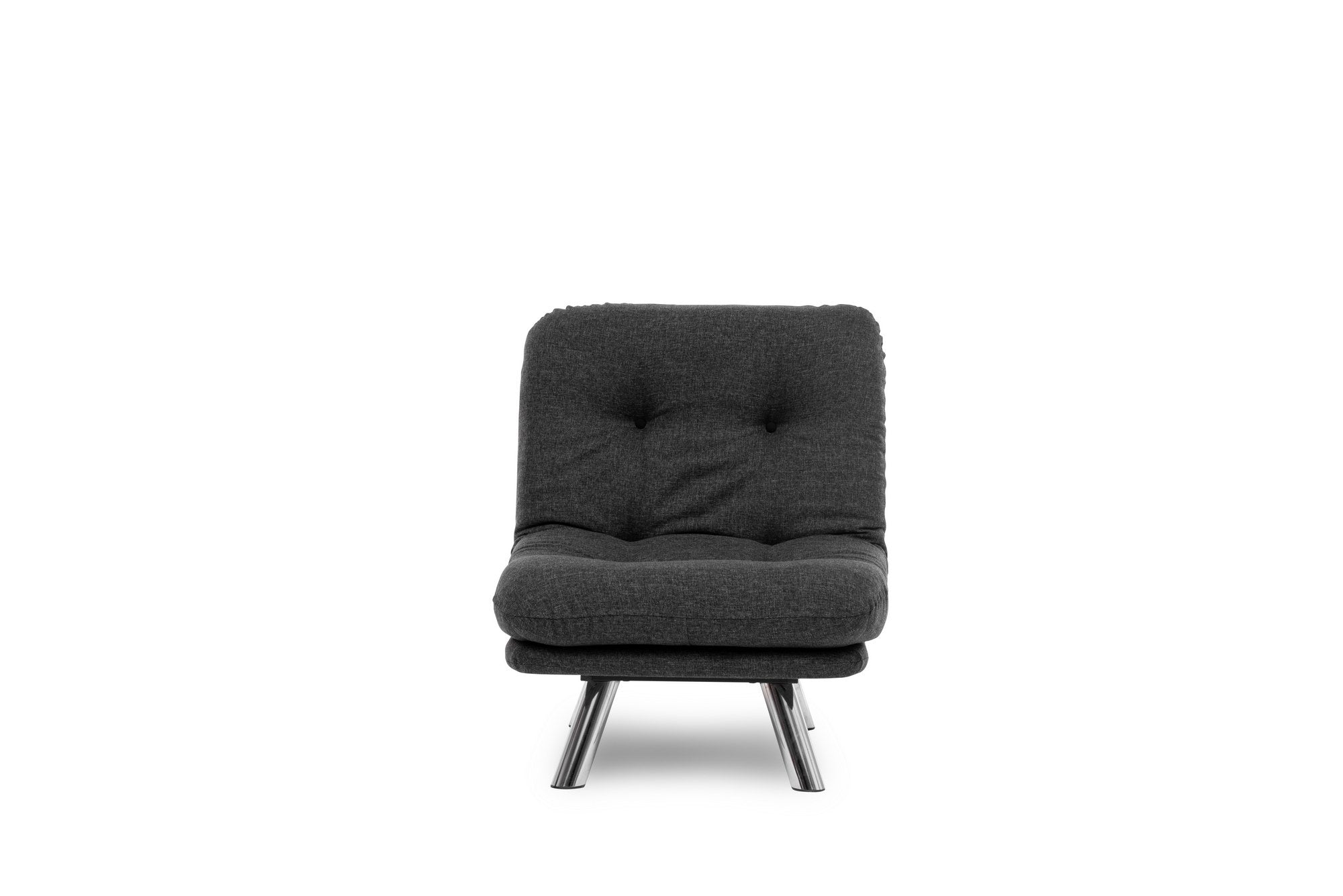 Sofá-cama versátil de 1 lugar, cinza escuro, estrutura 100% metálica, tecido de linho fácil de limpar | Encosto multiposições, capacidade de 100 kg, perfeito para espaços pequenos