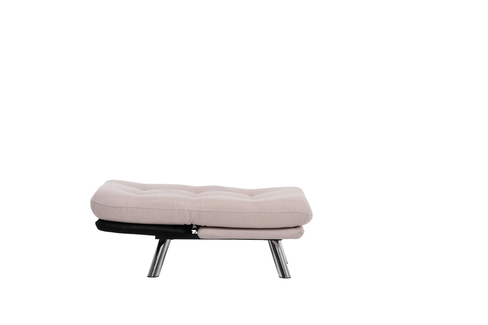 Sofá-cama versátil de 1 lugar, tecido de linho creme, estrutura 100% metálica | Fácil de limpar, encosto multiposições, capacidade para 100 kg | Perfeito para espaços pequenos