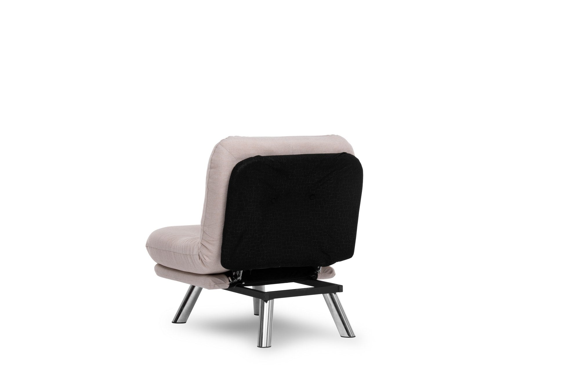 Sofá-cama versátil de 1 lugar, tecido de linho creme, estrutura 100% metálica | Fácil de limpar, encosto multiposições, capacidade para 100 kg | Perfeito para espaços pequenos
